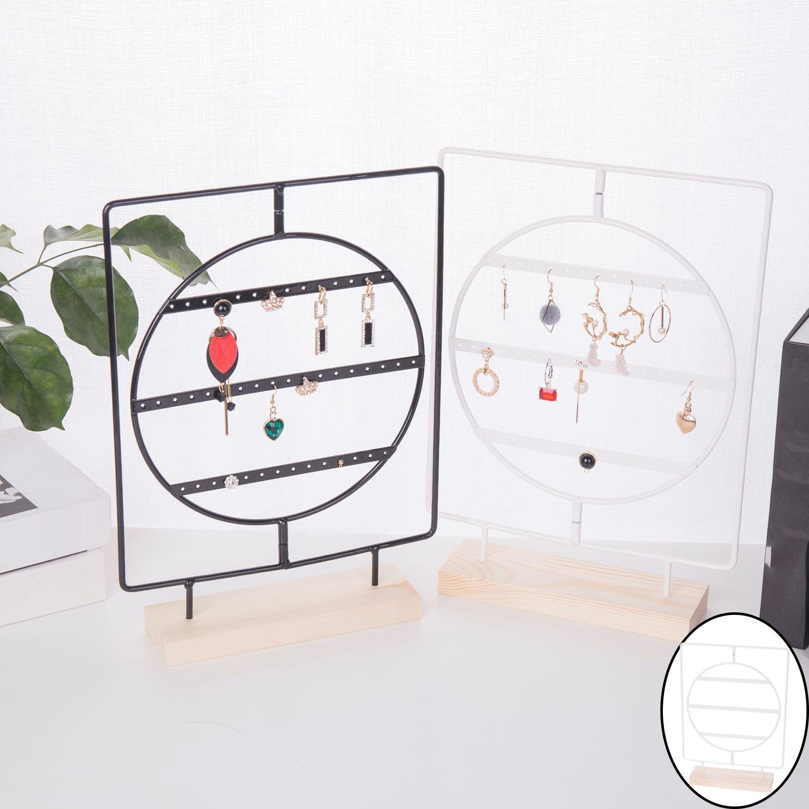 Jewelry Display Stand Earring Holder Organizer Jewelry Storage Rack Tabletop White 