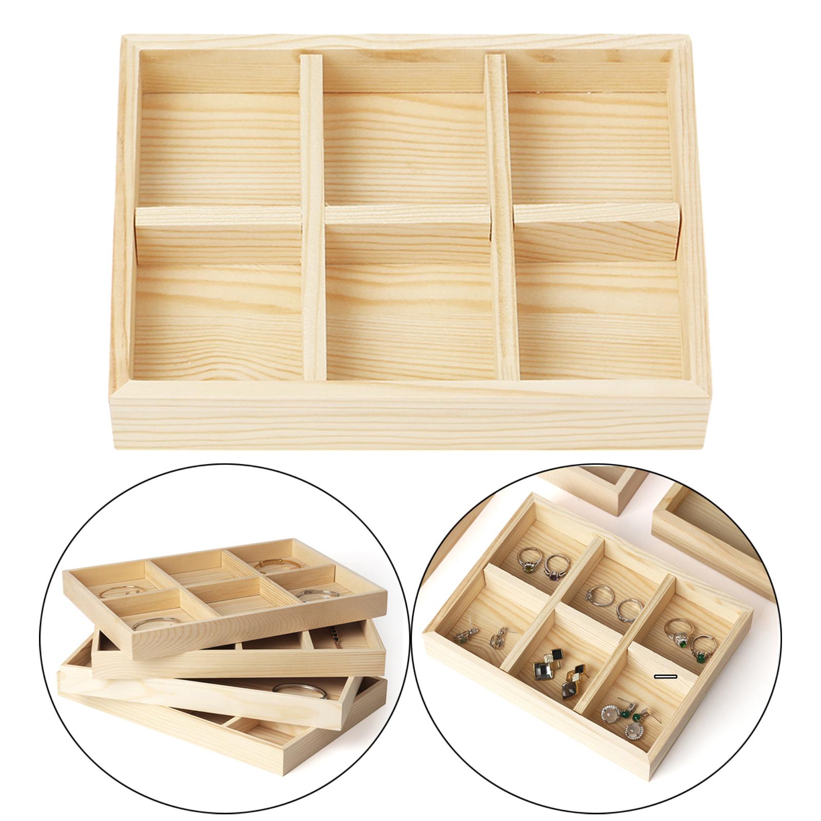 Jewelry Display Tray Case Beads Holder Gemstone Bangles Stackable Ladies 6-grids