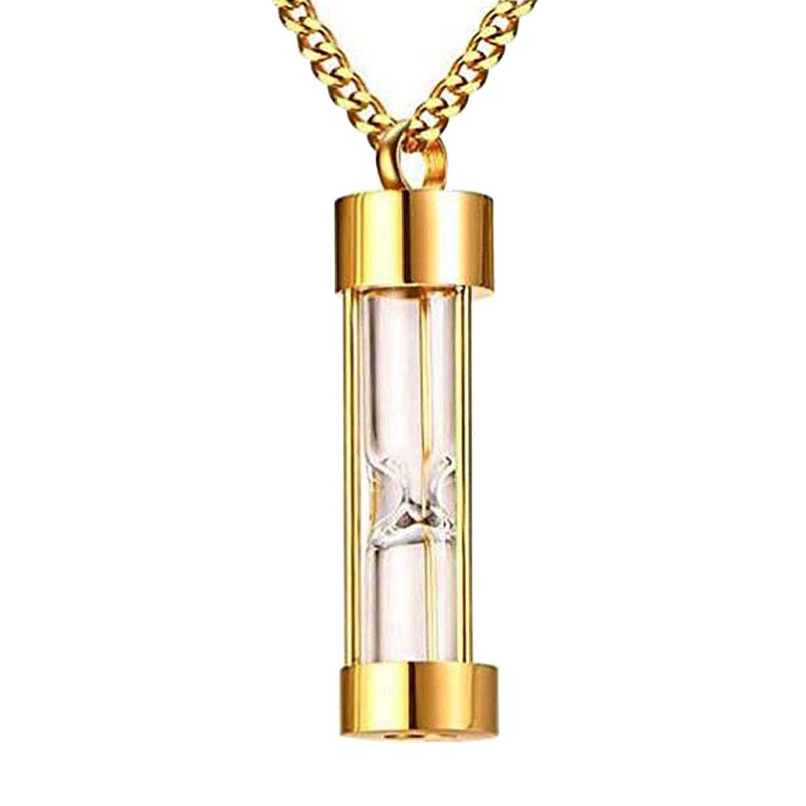 2xHourglass Necklace Cremation Jewelry Stainless Steel for Ashes gold