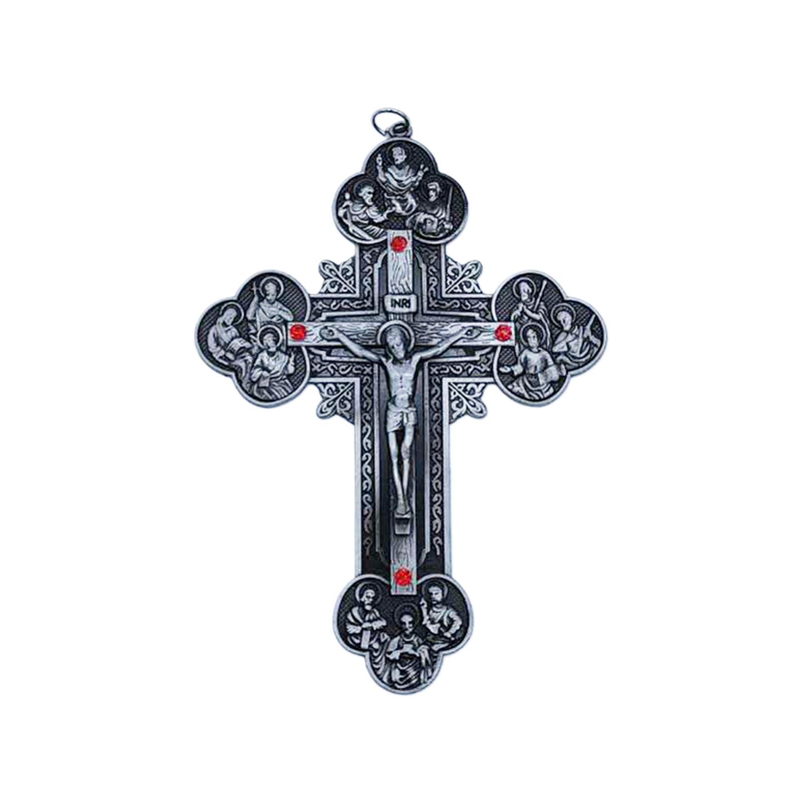 Religious Crucifix Christian Cross Pendant for Travel Holiday Anniversary Silver