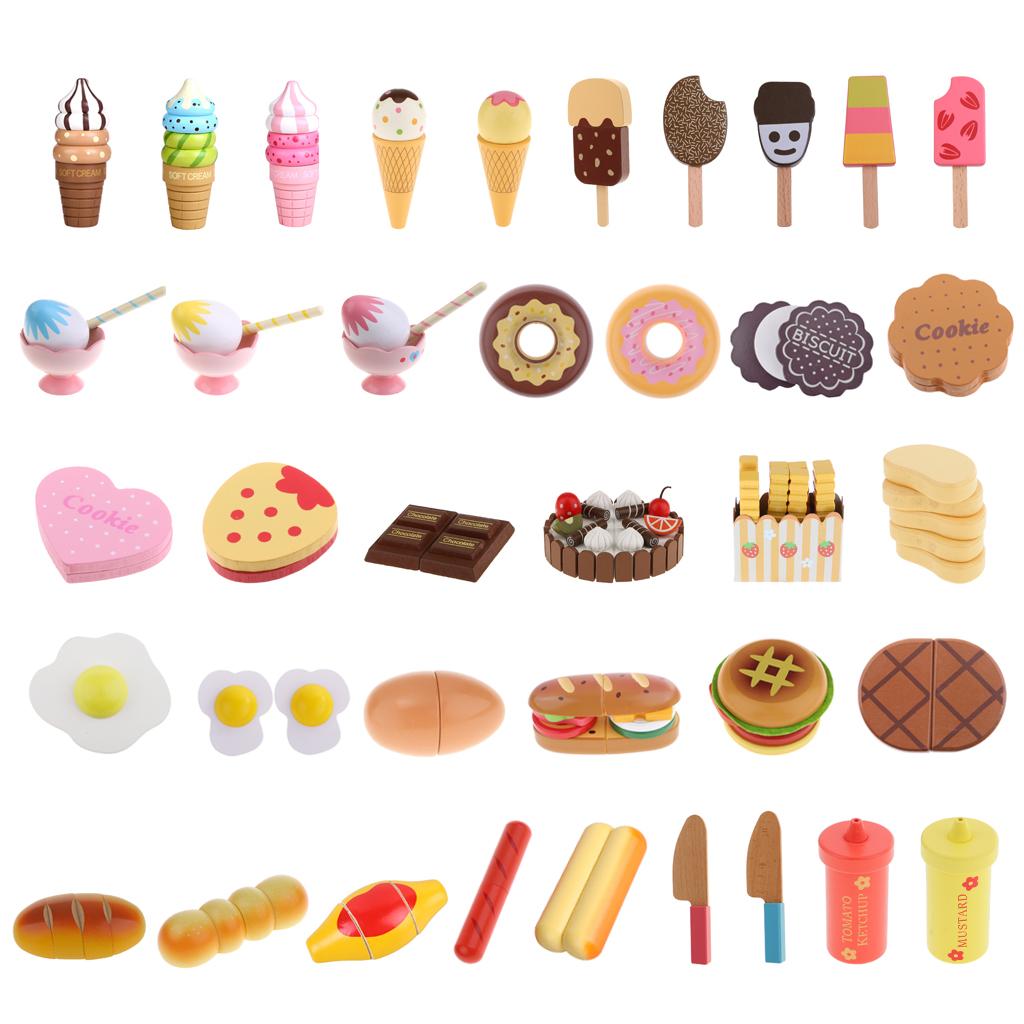 Wooden Magnet Connected Ice Cream Play House Kitchen Toy Chocolate