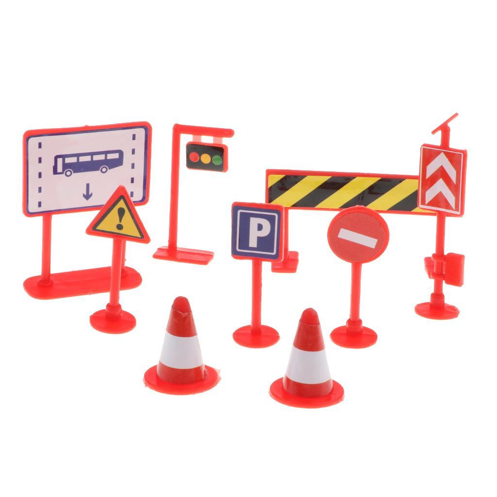Kids Road Traffic Signs Educational Toy Car & Train Playset Scenery ...