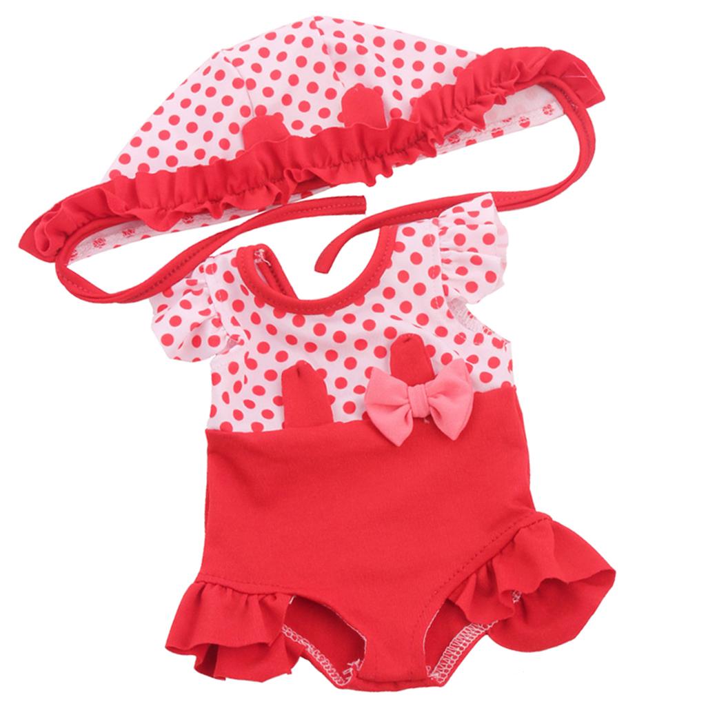 18 "American Doll Jumpsuit Hat Swimsuits DIY Dress up Accessories Red
