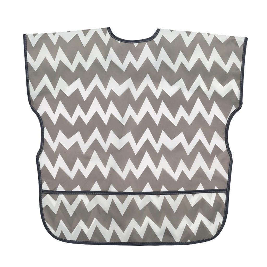 Sleevless Drooling Teething Waterproof Bib for Baby Toddlers Grey Wave L