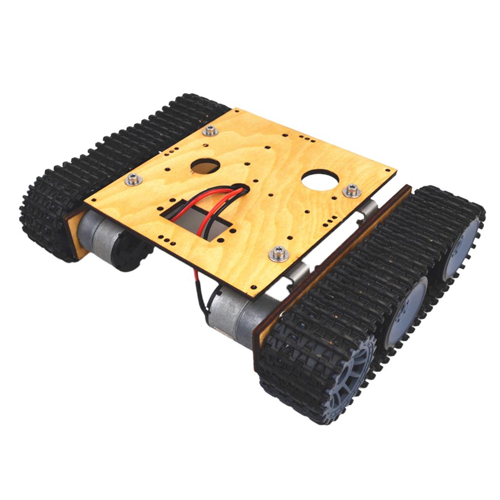 Wood Motor Tank Car Chassis Track Crawler Wheels Kit DIY Tank Science Toy