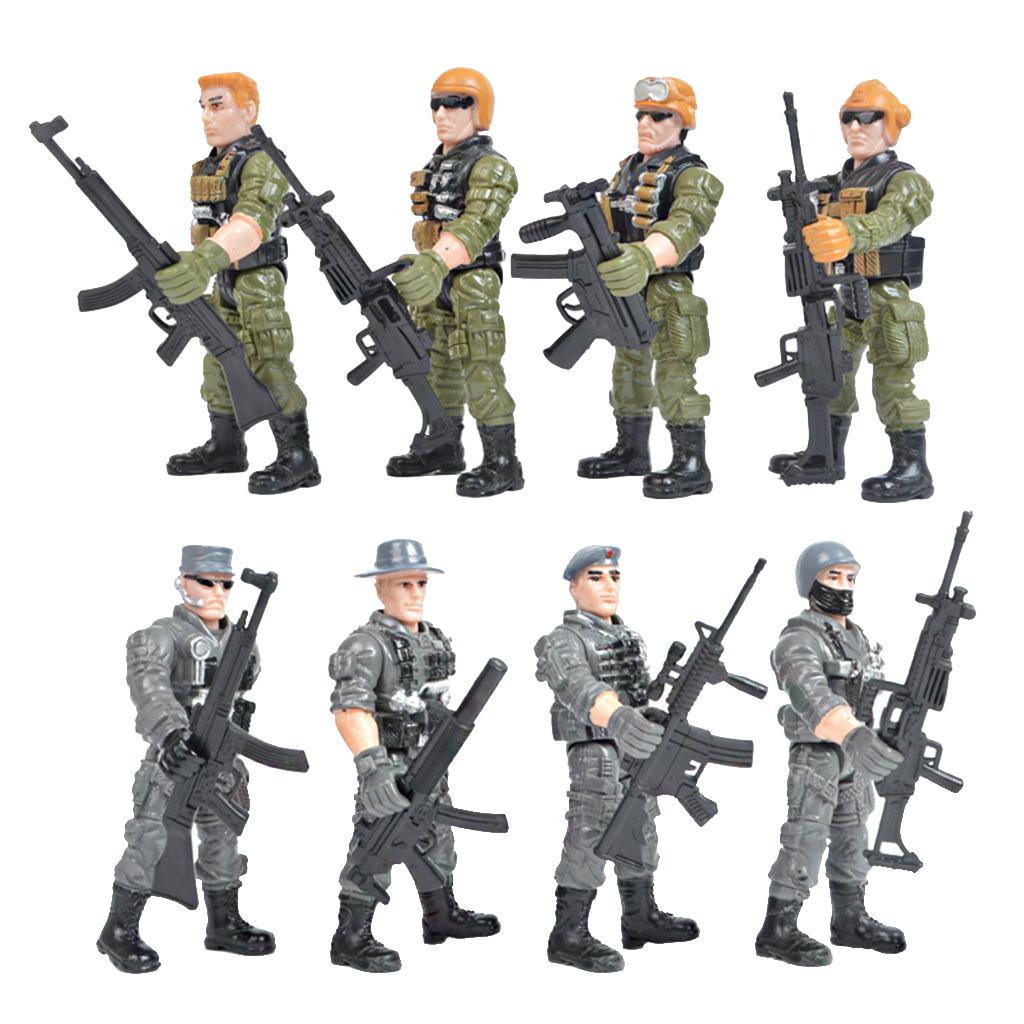 8pcs Flexible Soldier Model Assembly Figures Detachable Sand Table Accessory