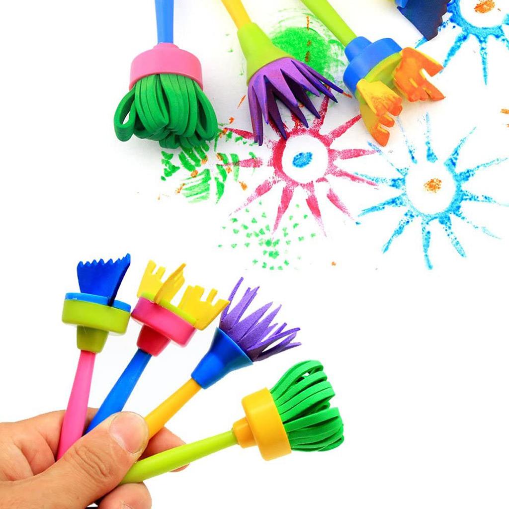 Kids Art Drawing Brushes Sponge Painting Brush Tool Set Finger Paints Toy