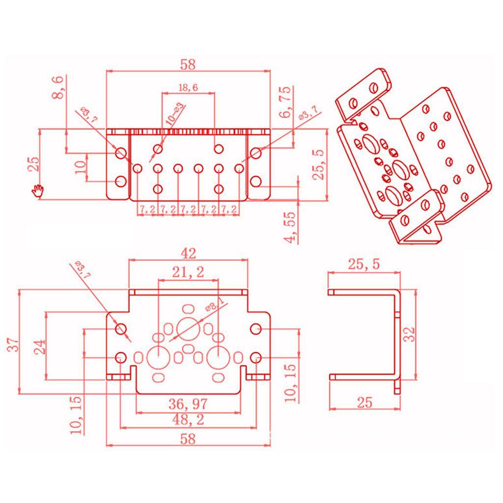 Aluminum Servo Mount Bracket for Steering Gear Multi Function Mount Black