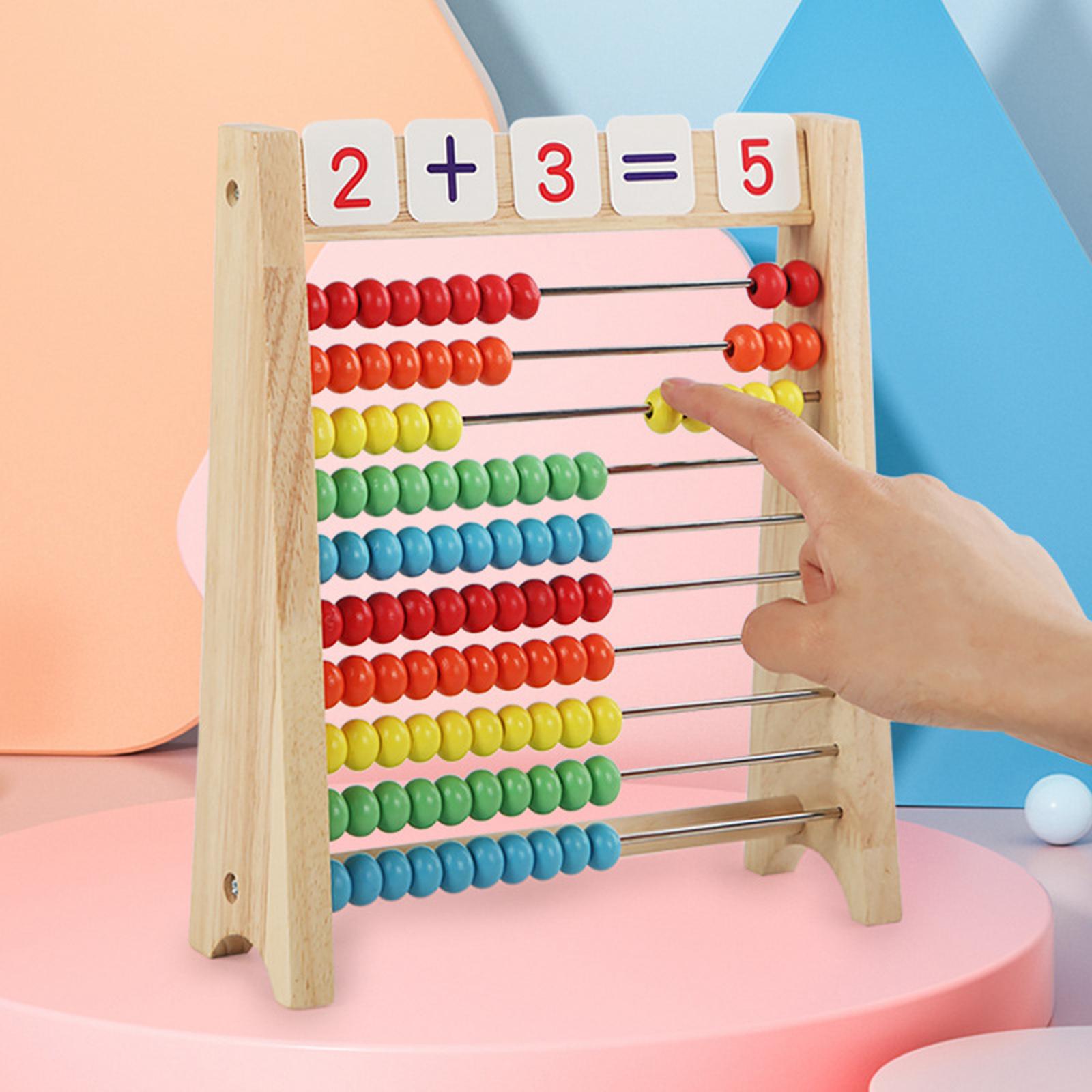 Wooden Abacus 10 Row Educational Kids Abacus for Preschool Early Development