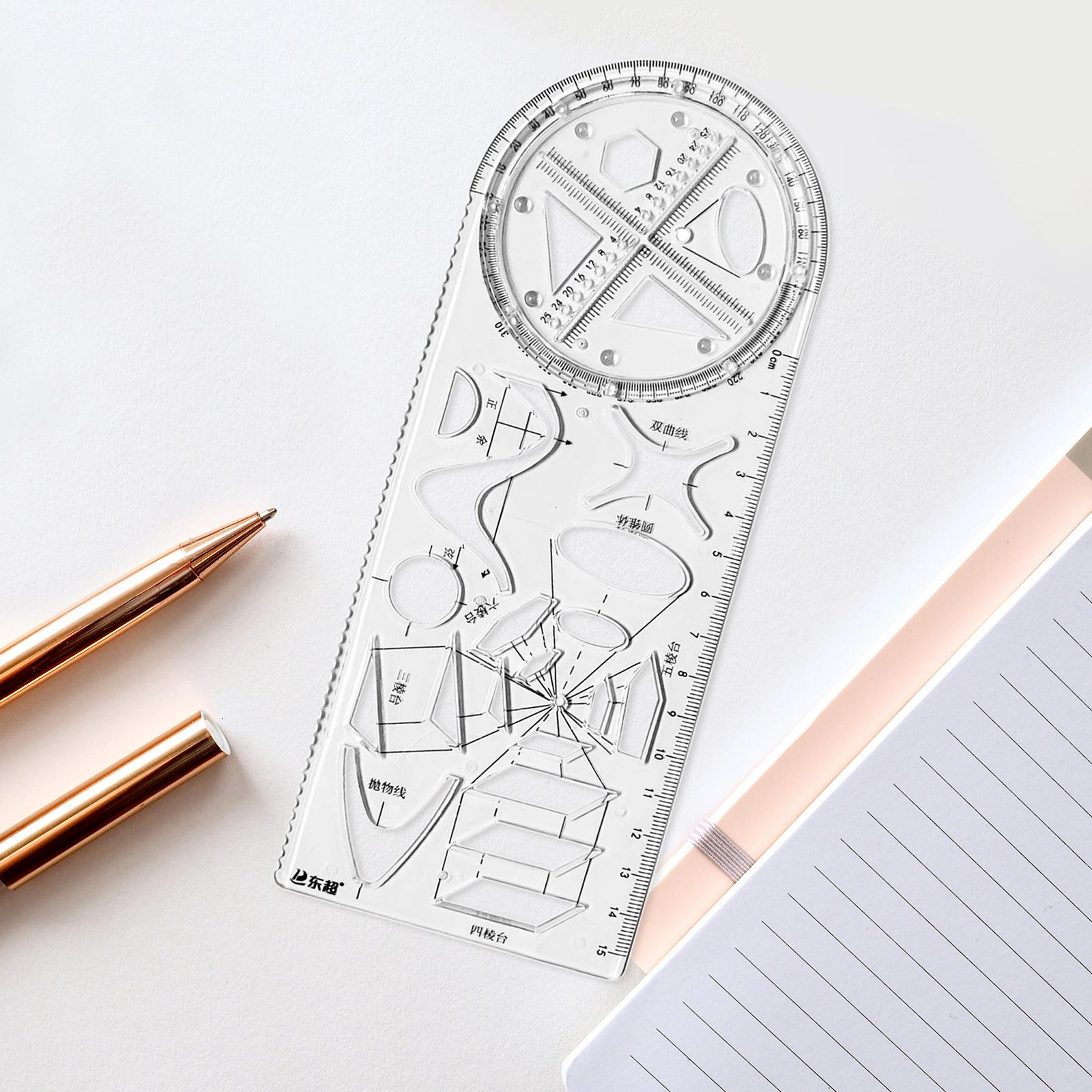 Multifunctional Geometric Ruler Drawing Template for Artists Sewing Painting High School