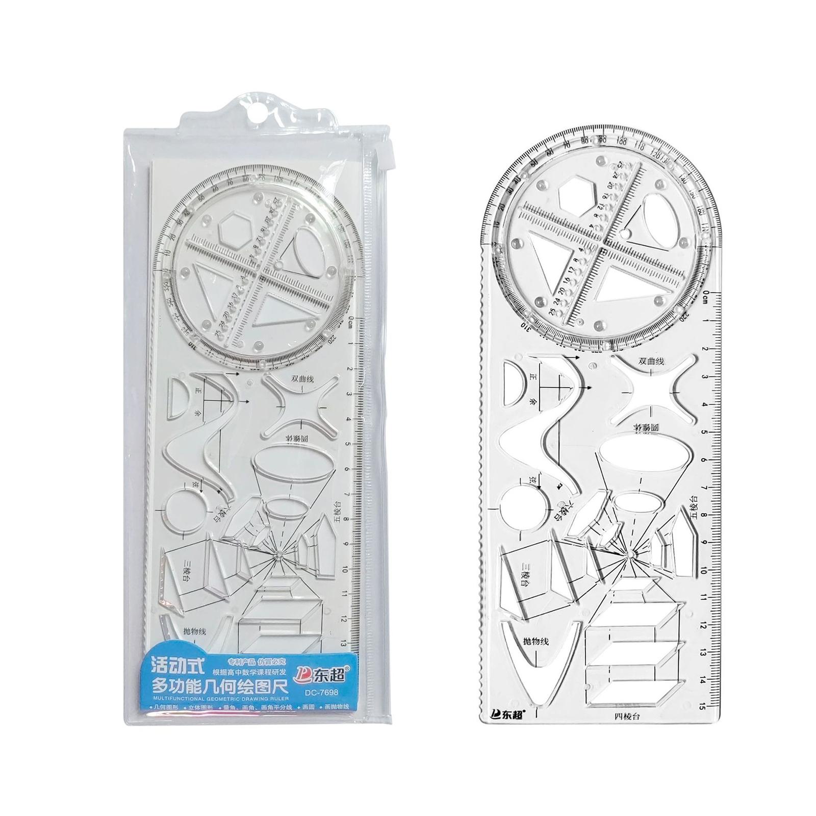 2xMultifunctional Geometric Ruler Drawing Template for Artists Sewing Painting High School