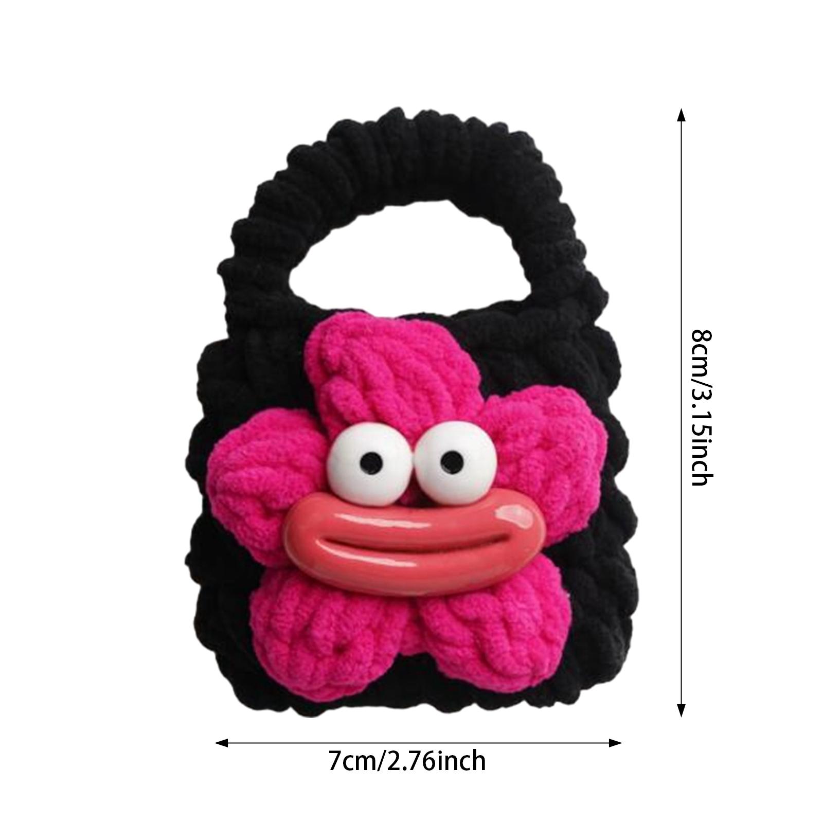 3xEarphone Case Cover Handmade Knitted Mini Handbag Crochet Knitted Cable Pouch black