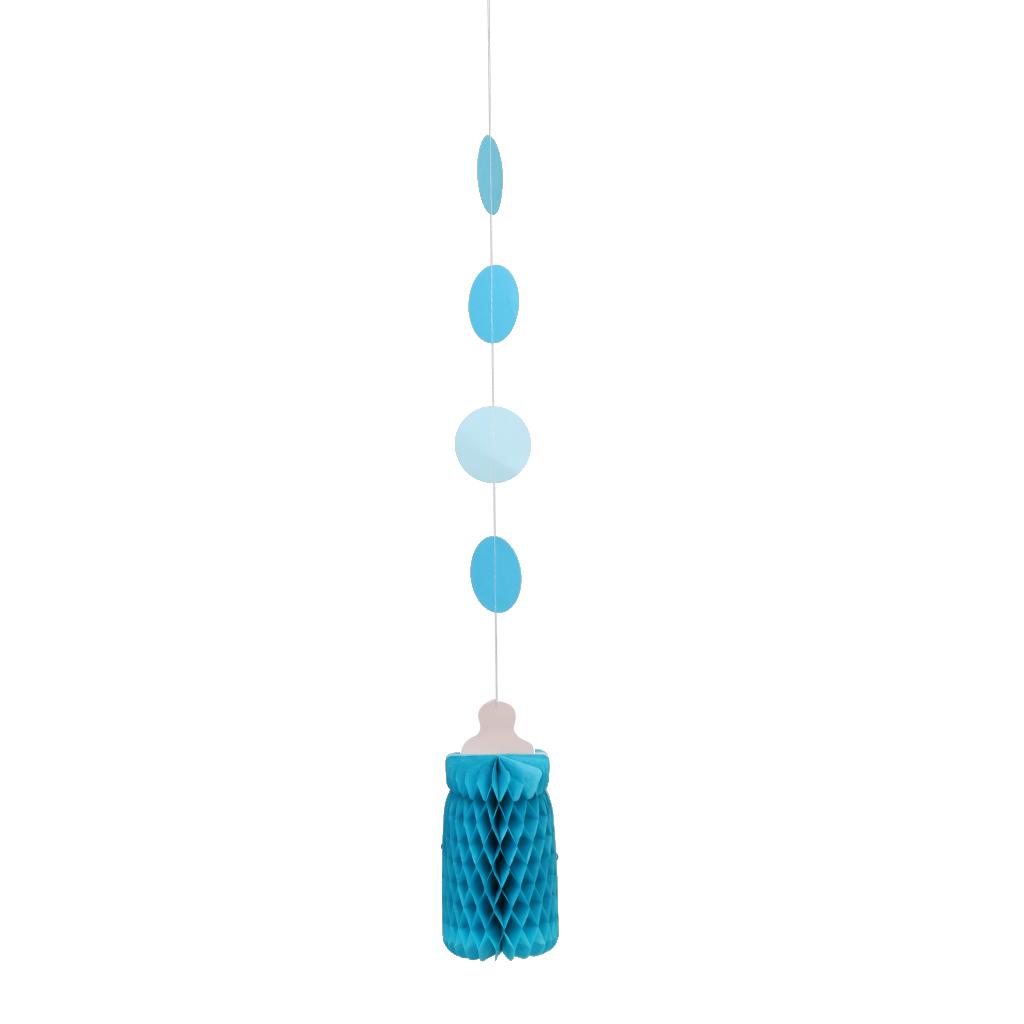 Blue Baby Shower Bottle Paper Honeycomb Bunting Centerpiece Hanging Decor