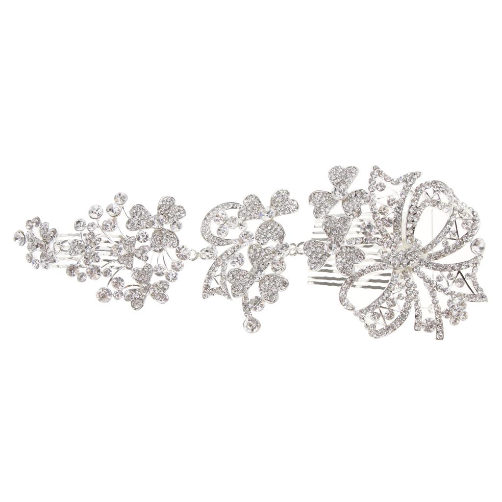 Bridal Wedding Flower Crystal Rhinestone Hair Comb Headpiece Wedding Jewelry