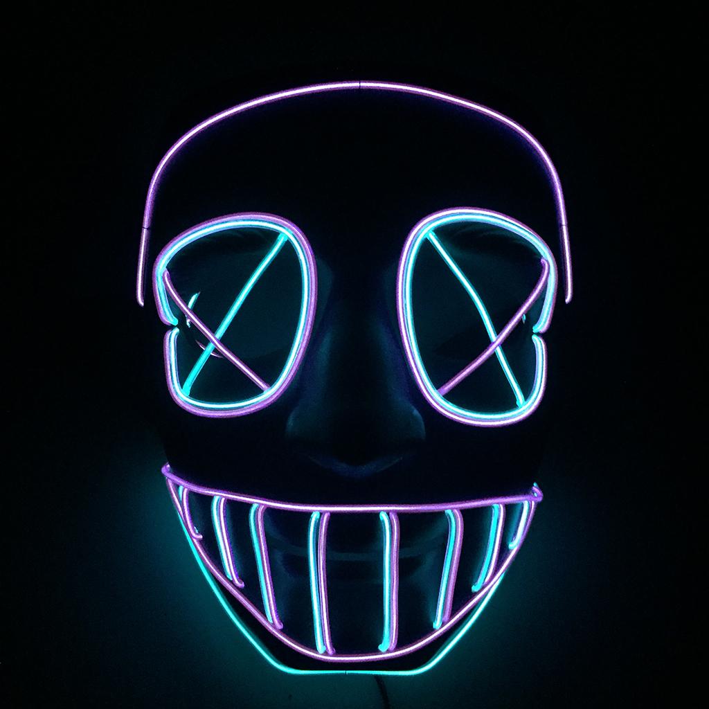 LED Glowing Wired Ghost Halloween Mask Cosplay Costume Party Fancy Dress