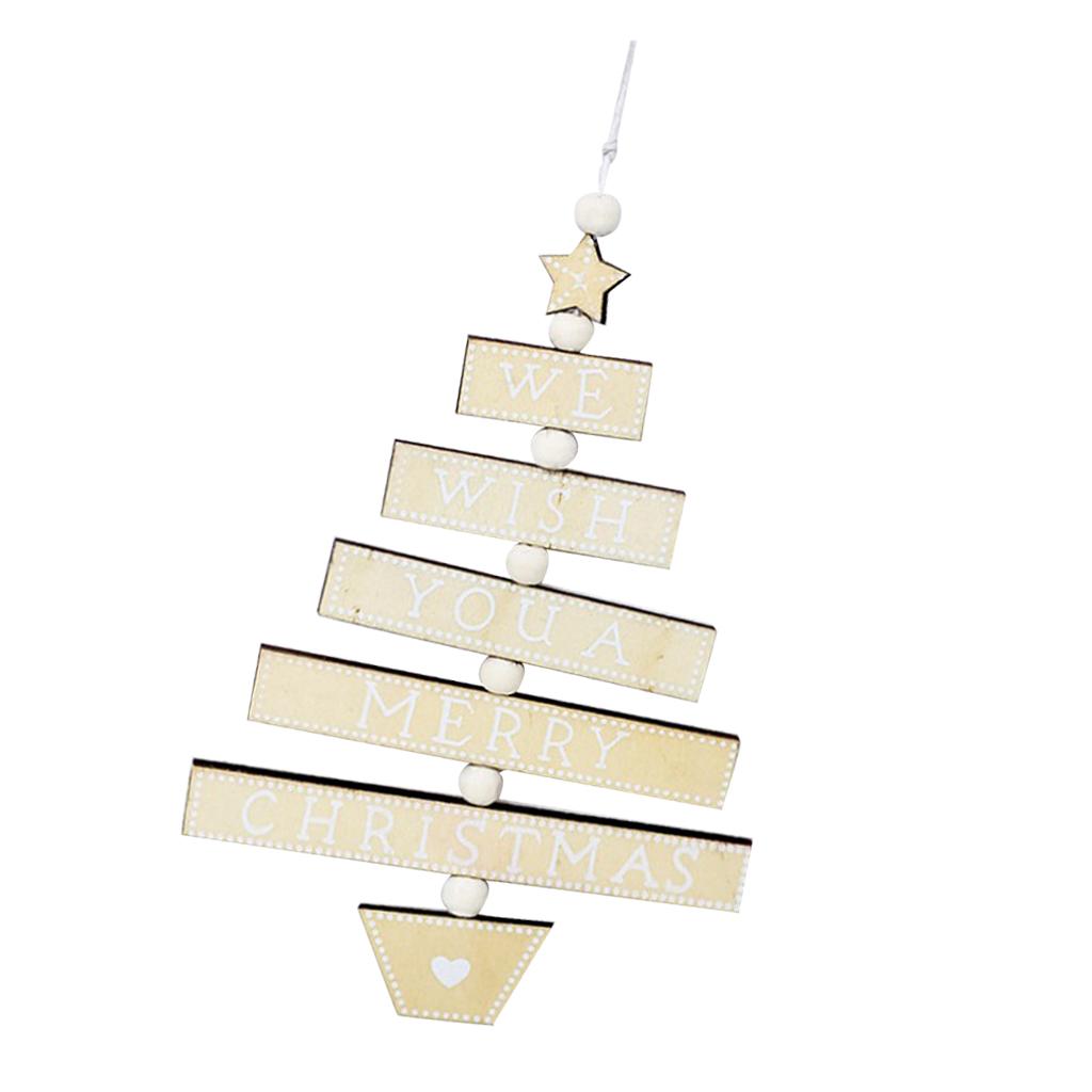 Merry Christmas Tree Shape Wooden Pendant Hanging Christmas Ornament Wood