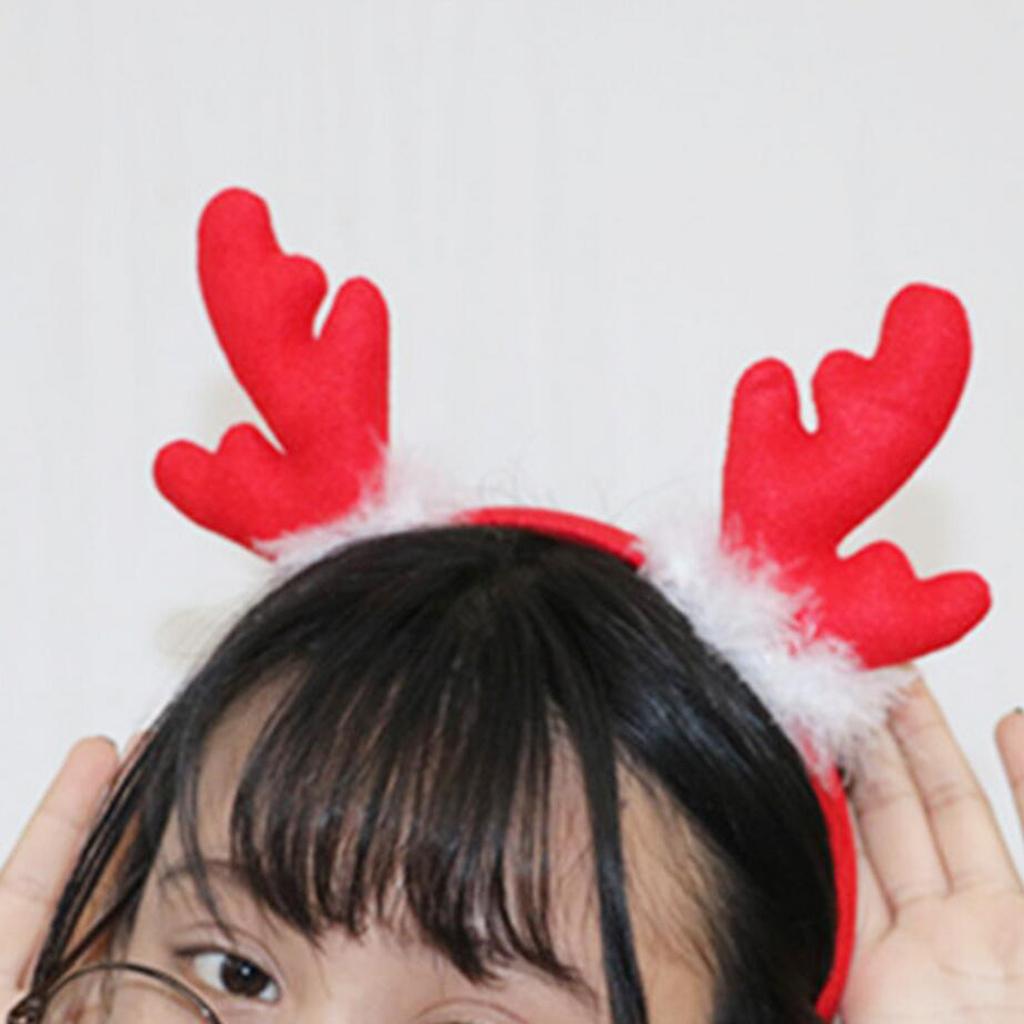 Christmas Reindeer Antler Headband Festival Party Decorations Brown + Red