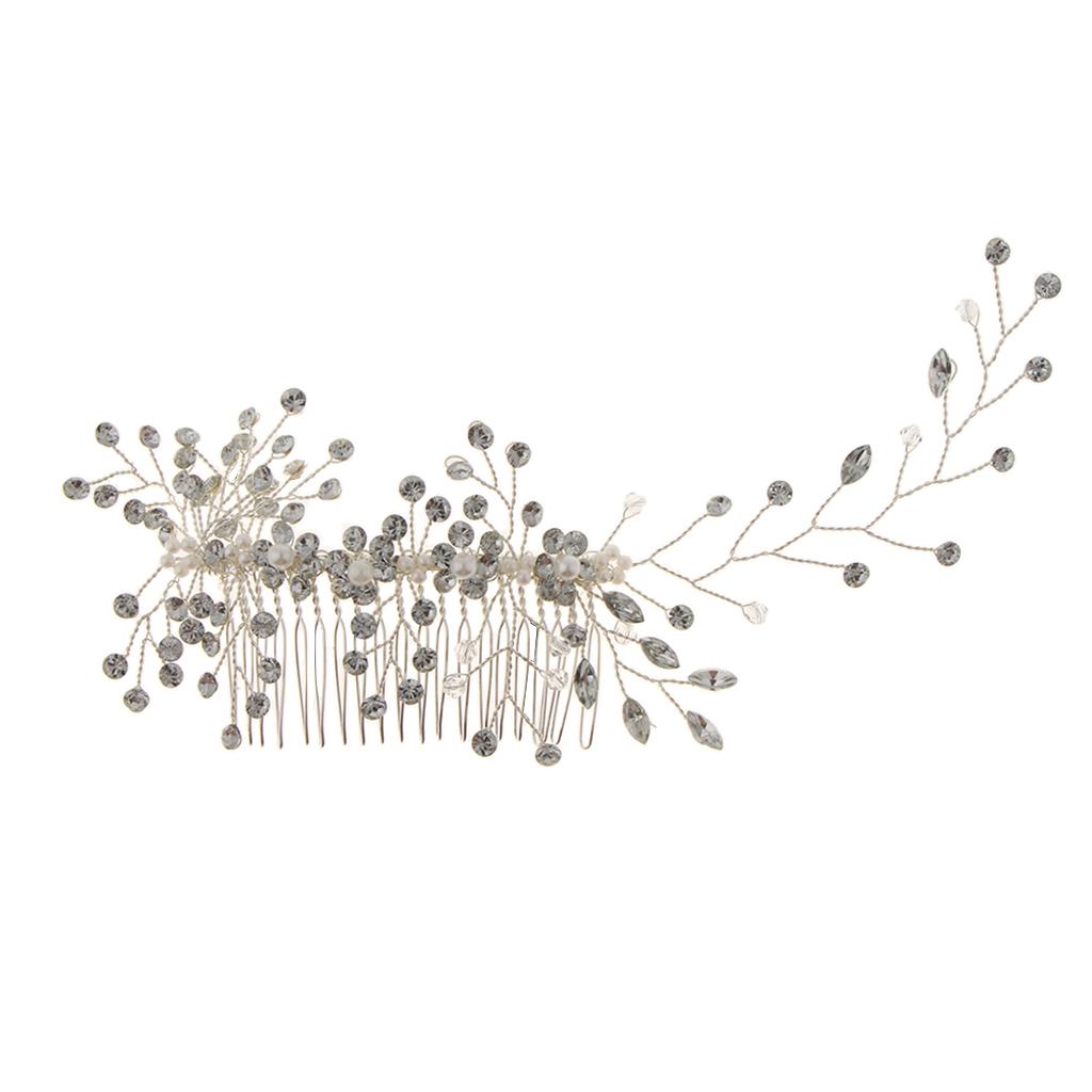 Bridal Crystls Hair Comb Wedding Hair Accessories Party Prom Silver