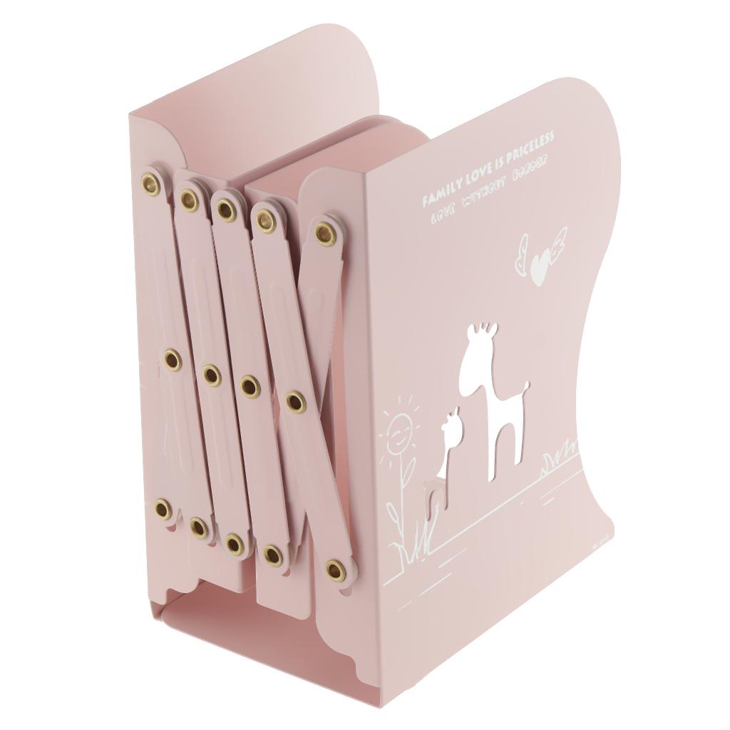 Delicate Deer Hollow Out Heavy Duty Metal Bookend Holder Stand Rack Pink