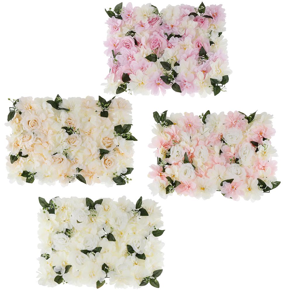 Artificial Rose Flower Wall Spring Flower Backdrop Pink+White