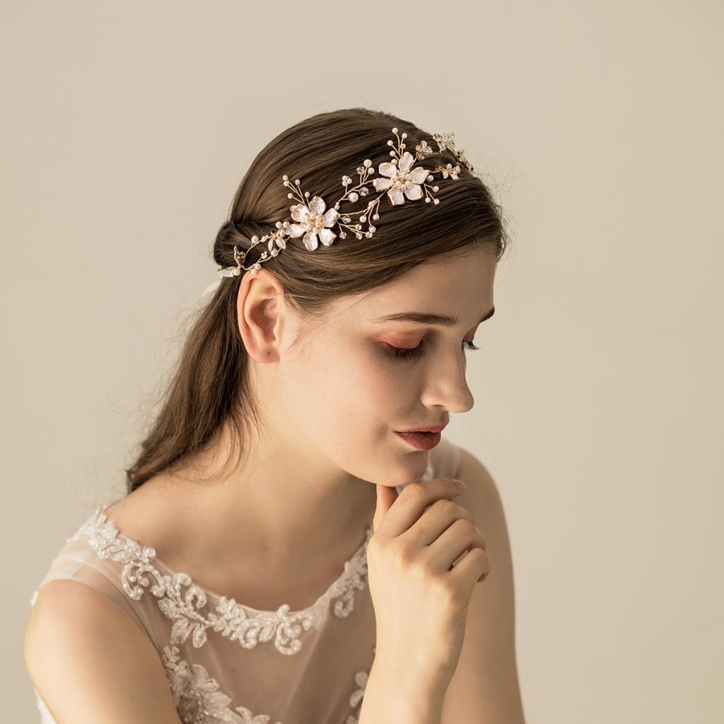 Pearls Wedding Tiara Bridal Headband Rhinestone Tiara Filigree Hair Jewelry