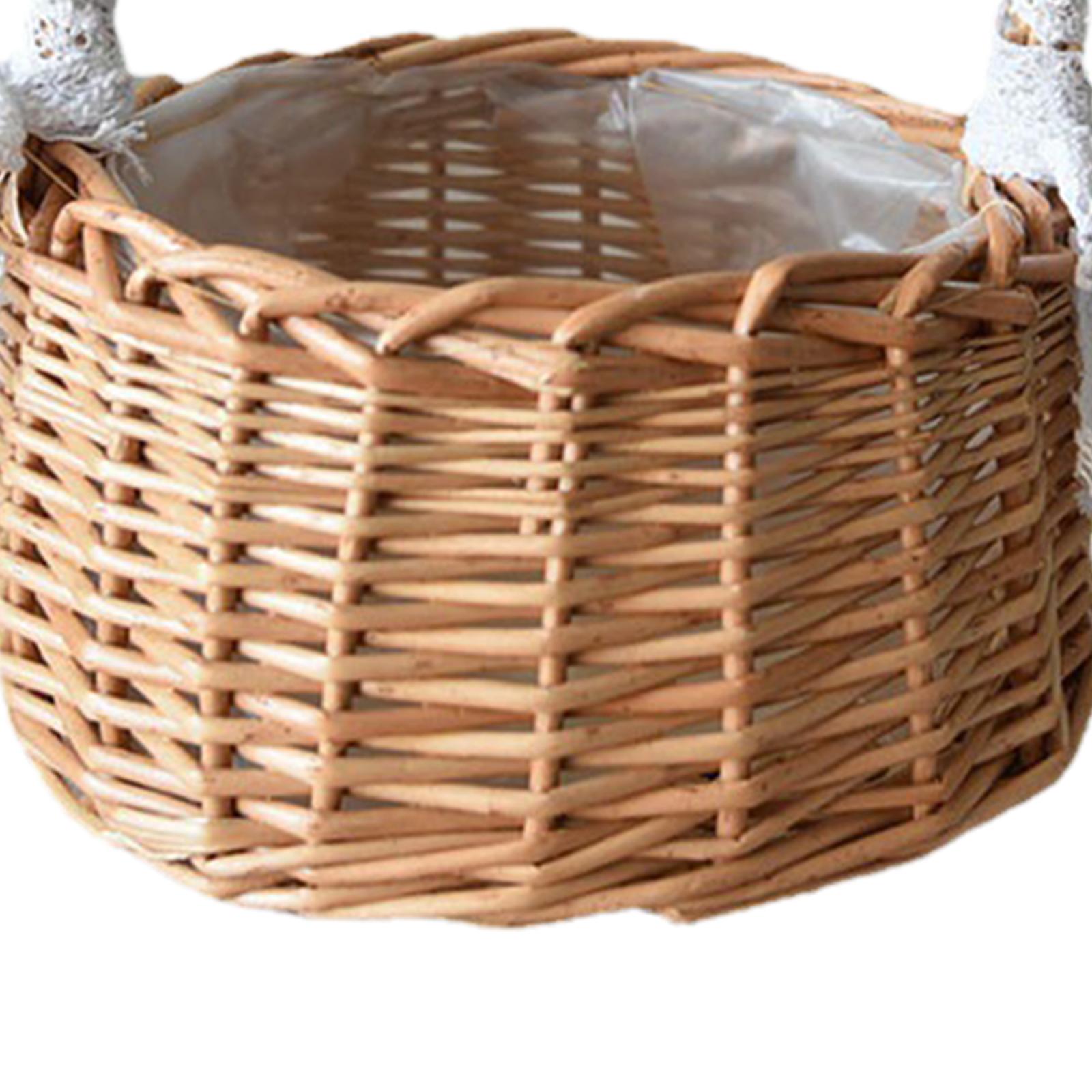 Rustic Handmade Rattan Storage Basket Wedding Flower Wicker Plant Holder L