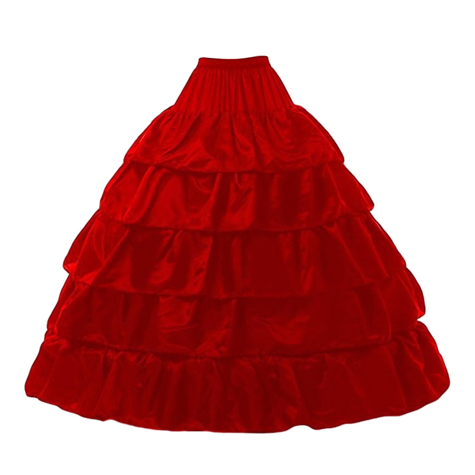 Wedding Petticoat Elastic Waist Slips Underskirt for Party  Red 4 Hoops