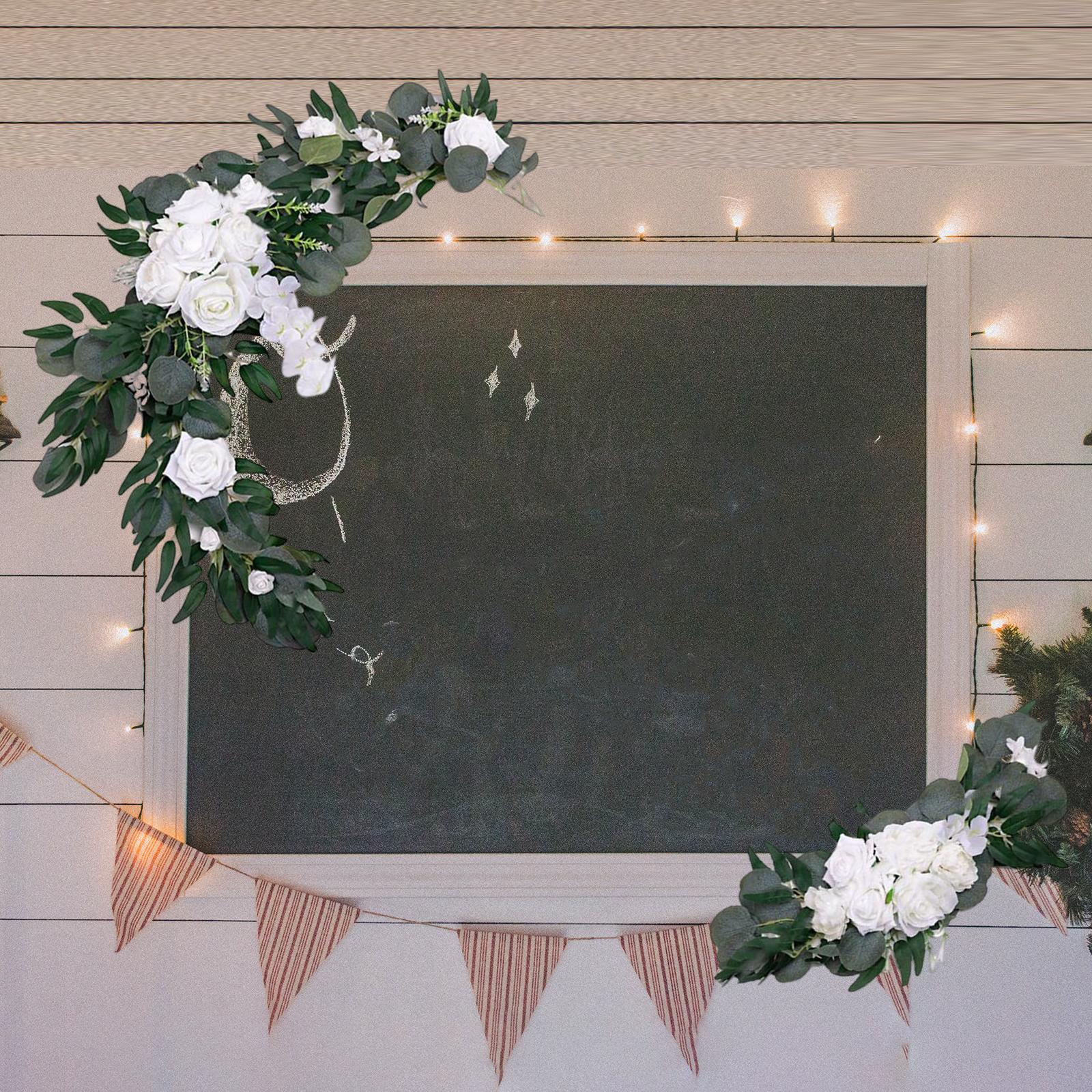 2Pcs Flower Swag Wedding Ceremony Rustic Wreath for Ornament Reception White