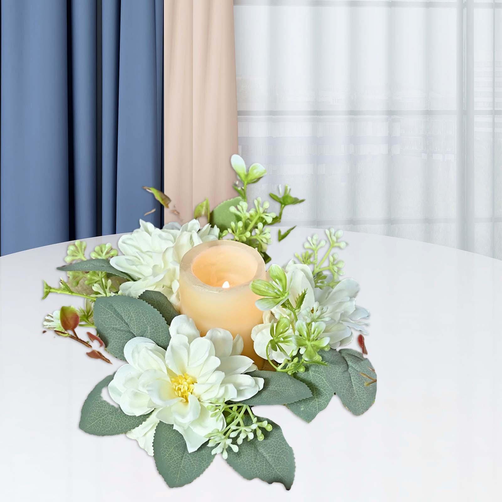 Christmas Candle Ring Wreaths Small Artificial Wreaths for Home Winter white