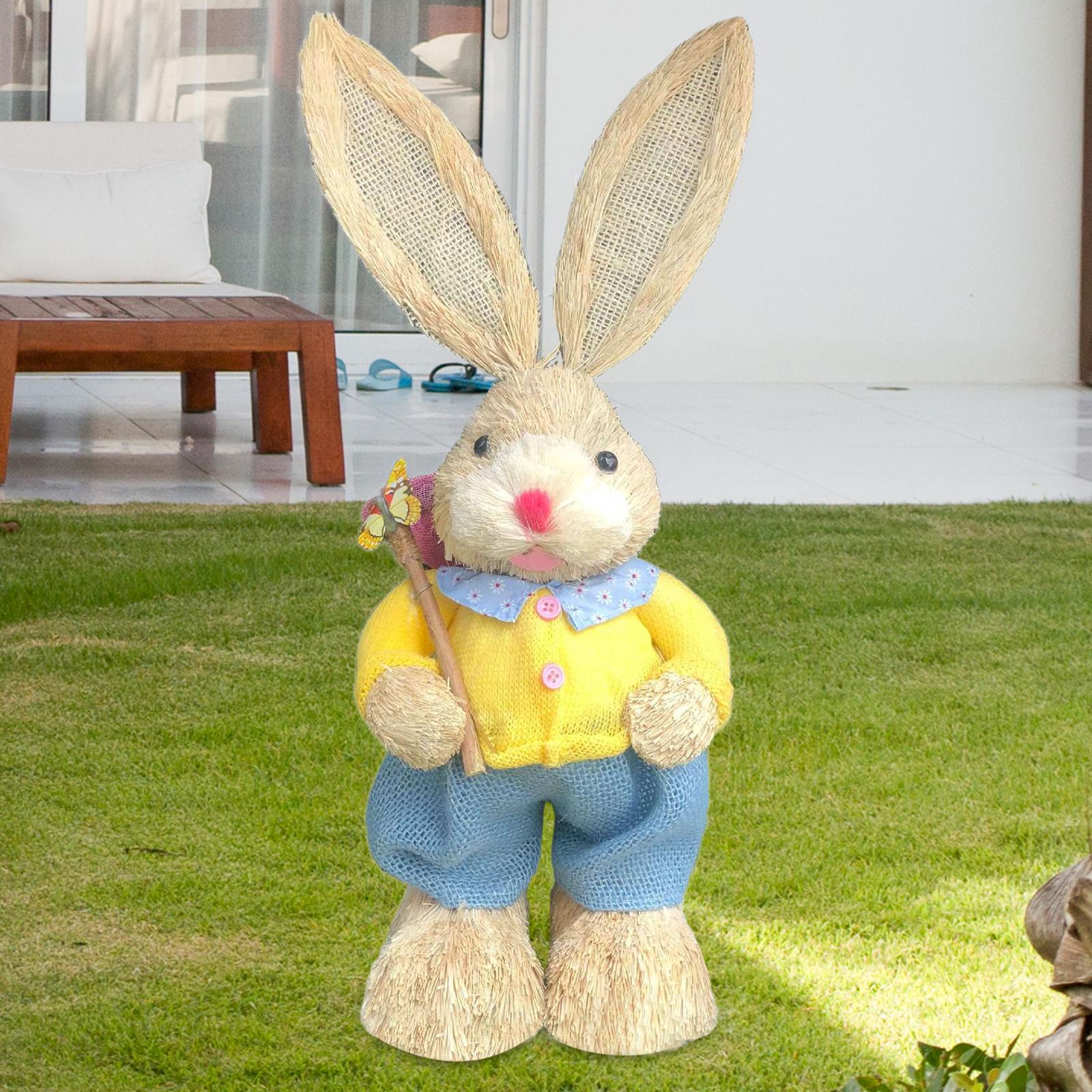 Easter Bunny Figurine Cartoon Easter Decor for Yard Indoor Outdoor Bookshelf Style H