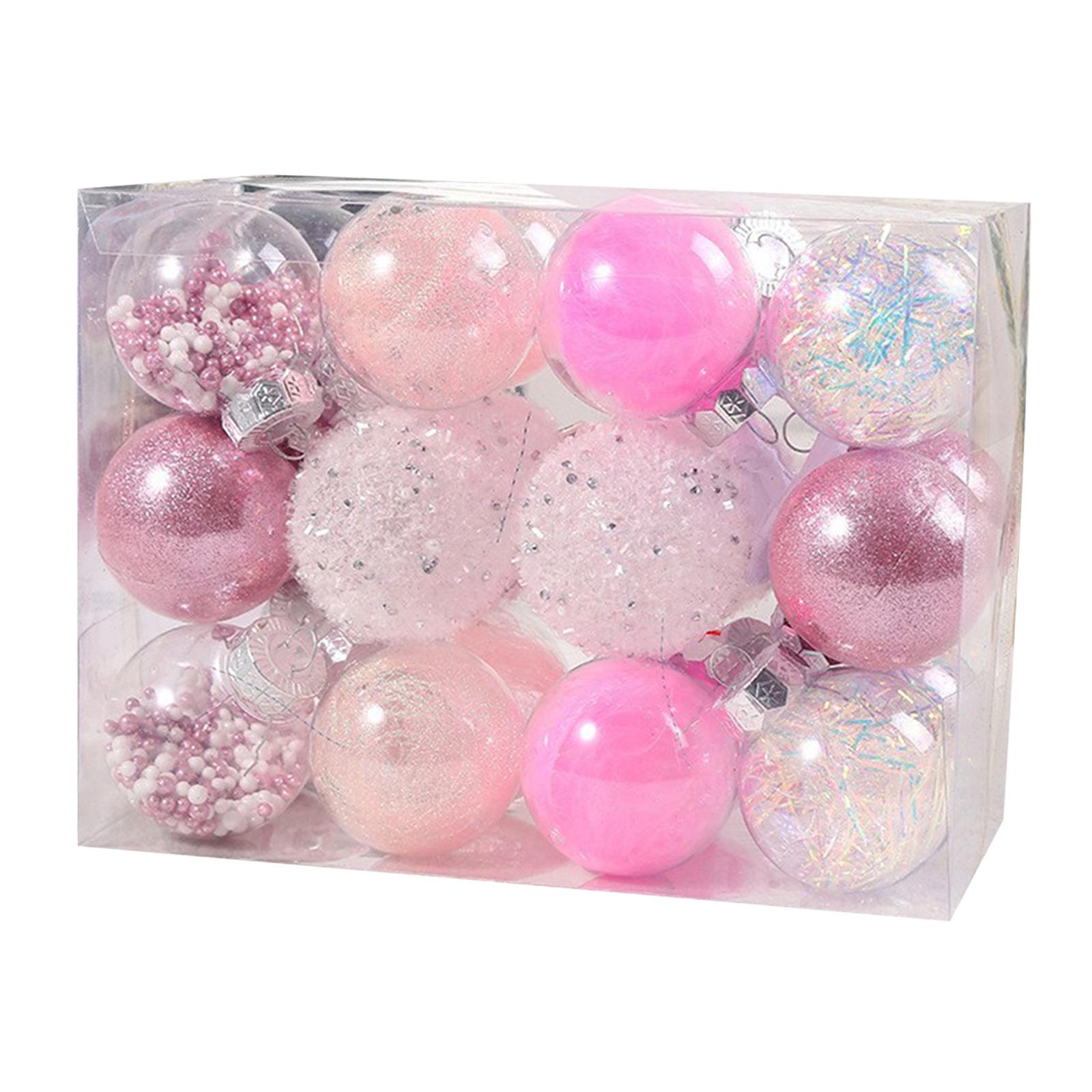24Pcs Christmas Balls Decorations Pink