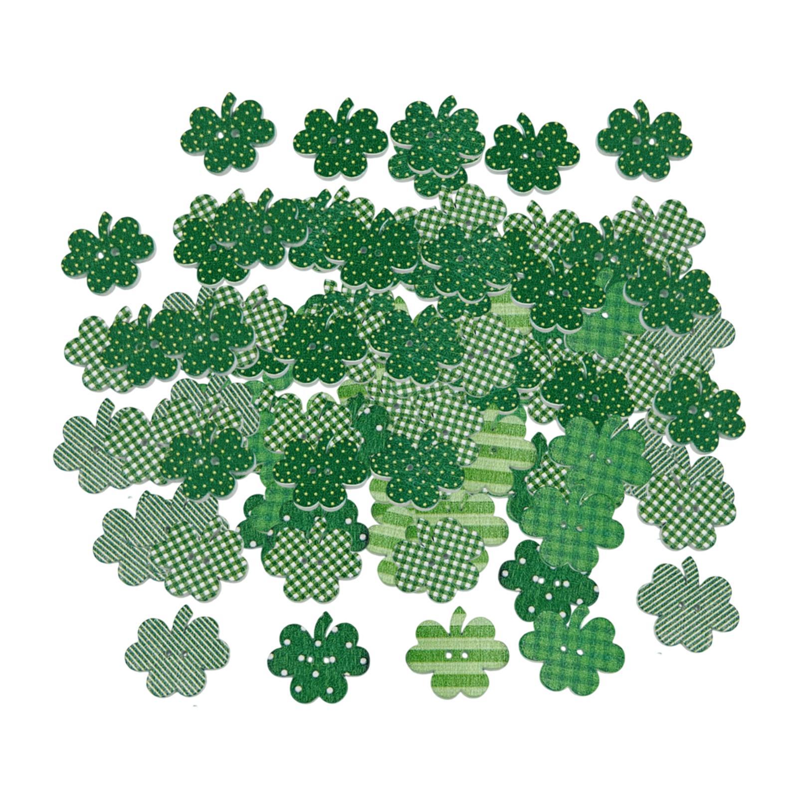 Wooden Shamrock Buttons 25mm