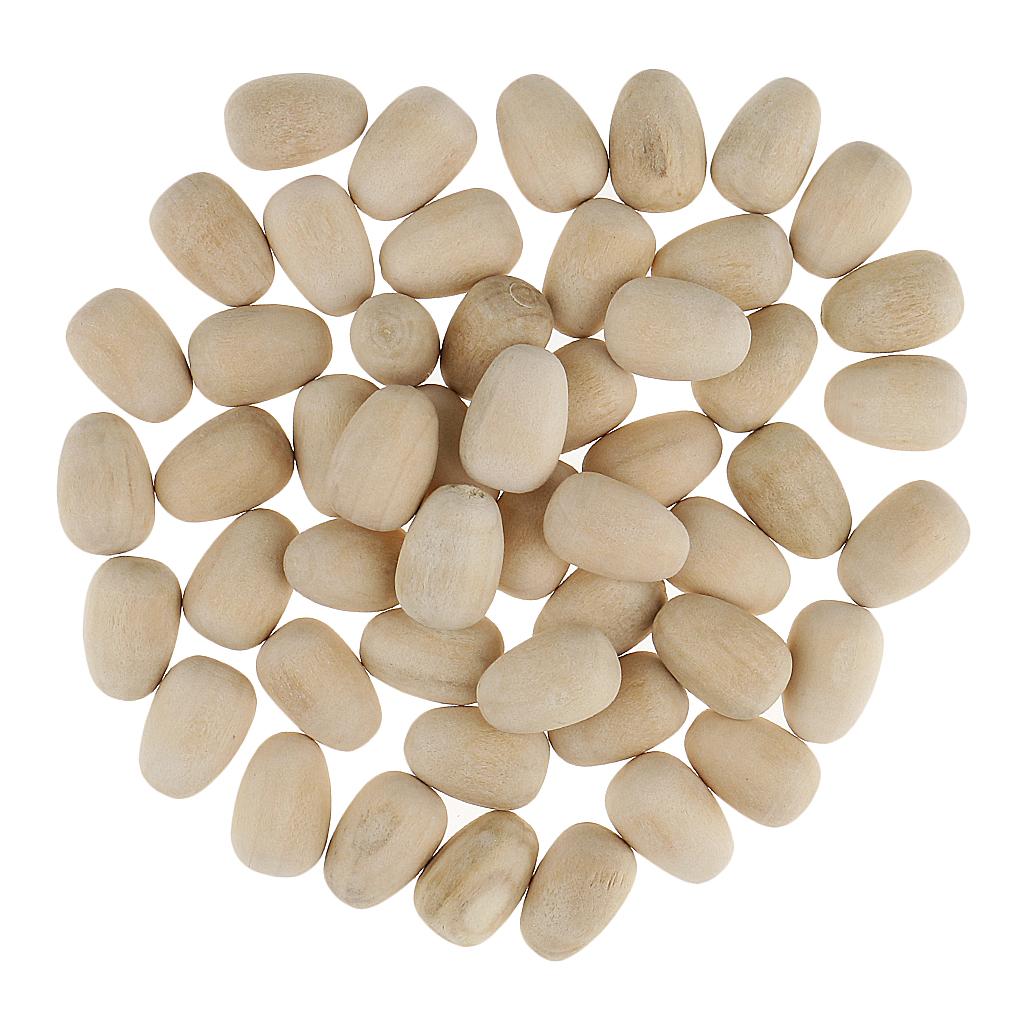 50 Pieces 15mm Unpainted Wooden Eggs For Easter