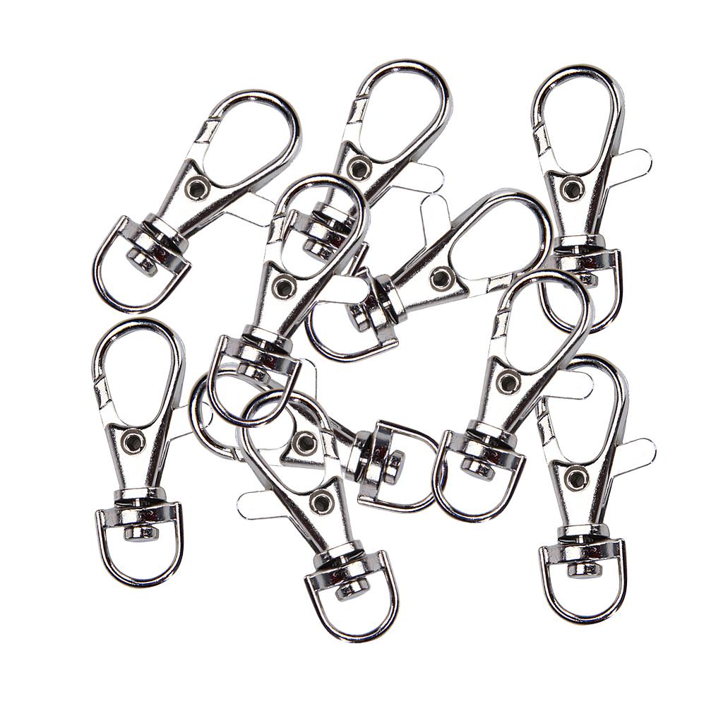 2x10 Pieces Silver Swivel Clasps Lanyard Snap Hook Lobster Claw Clasp Findings