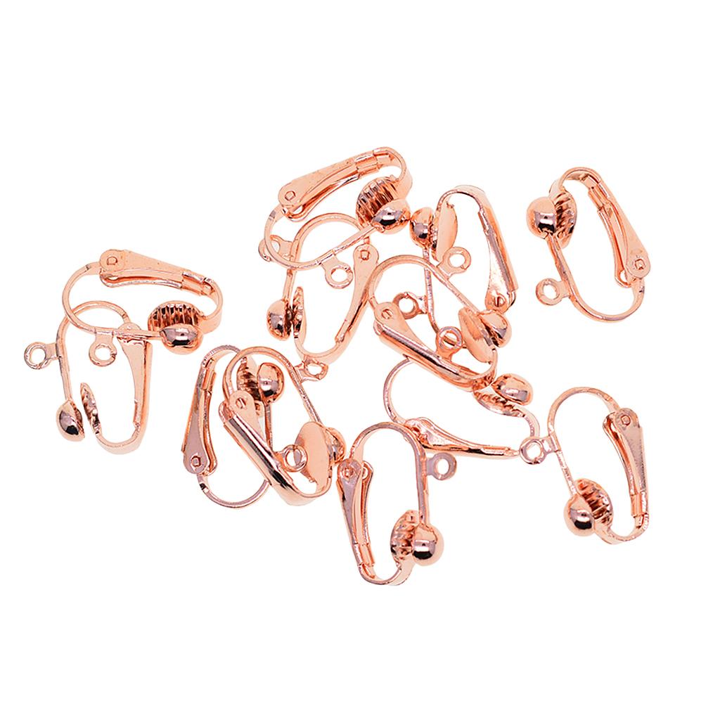 6 Pairs Brass Clip-on Earrings Blanks Converters with Loop DIY Jewelry Findings Accessories 16mmx14mm Rose gold