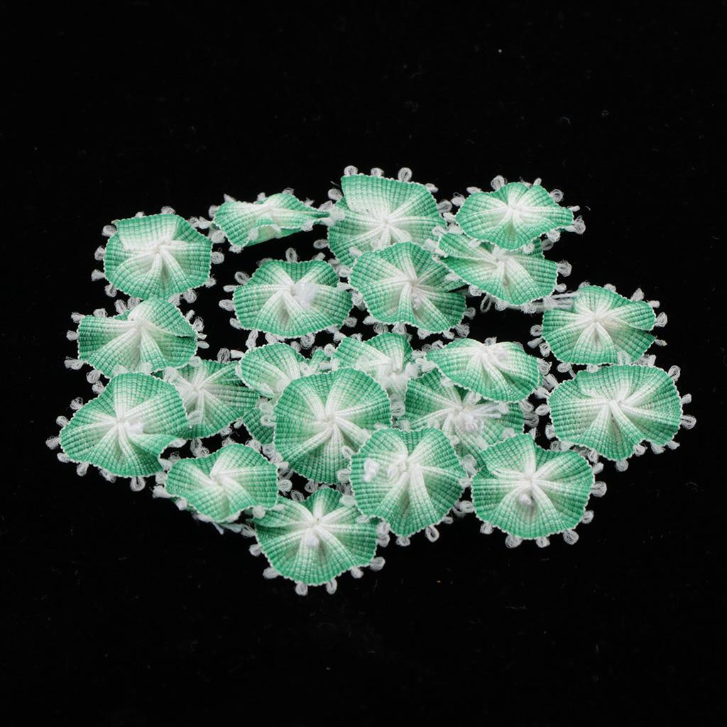 20PCS 14mm Sector Flowers Flatback Buttons Embellishment DIY Craft Green