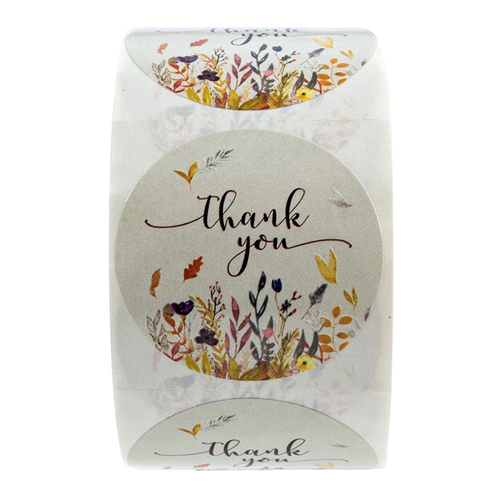 500 Pieces Flower Pattern Thank You Sealing Stickers Round Paper Labels DIY