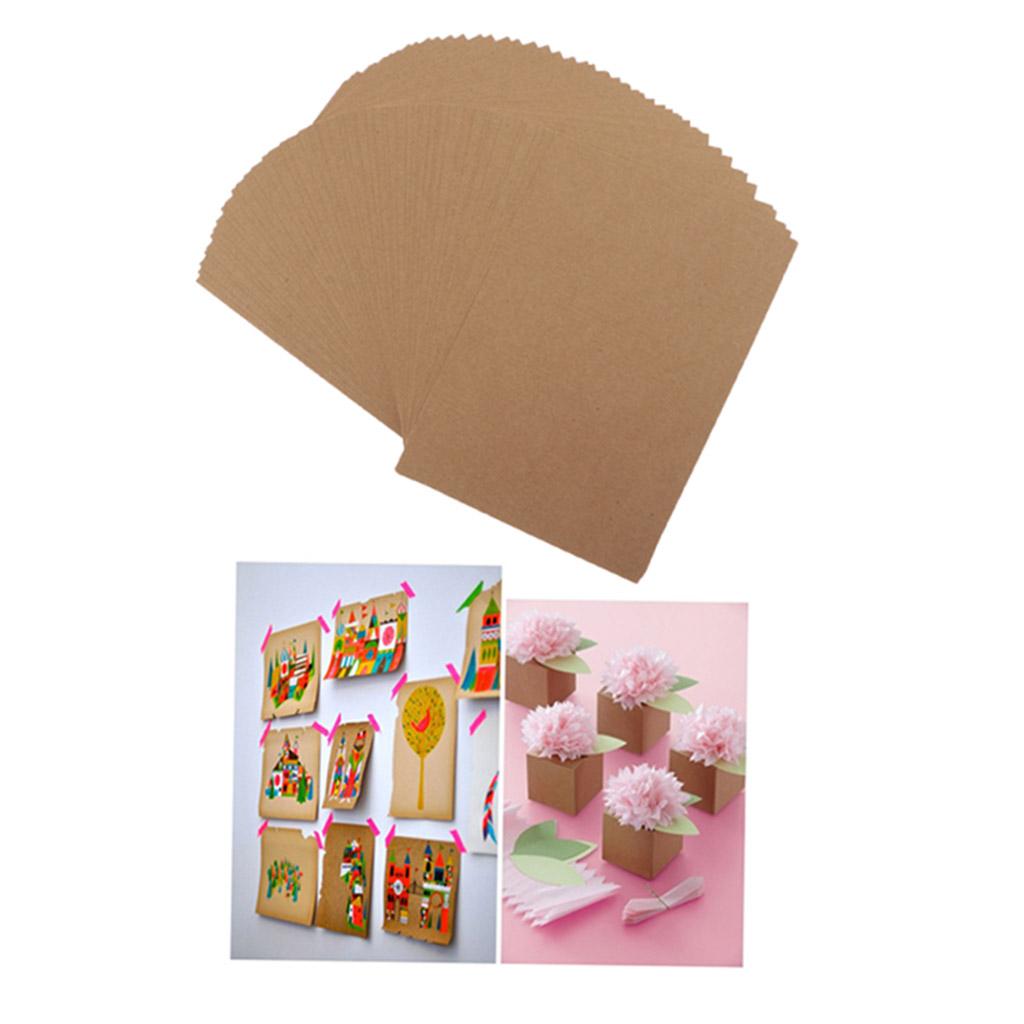 500/100pcs Lots A5 Kraft Paper Paperboard Cardboard DIY Light Brown  50pcs 