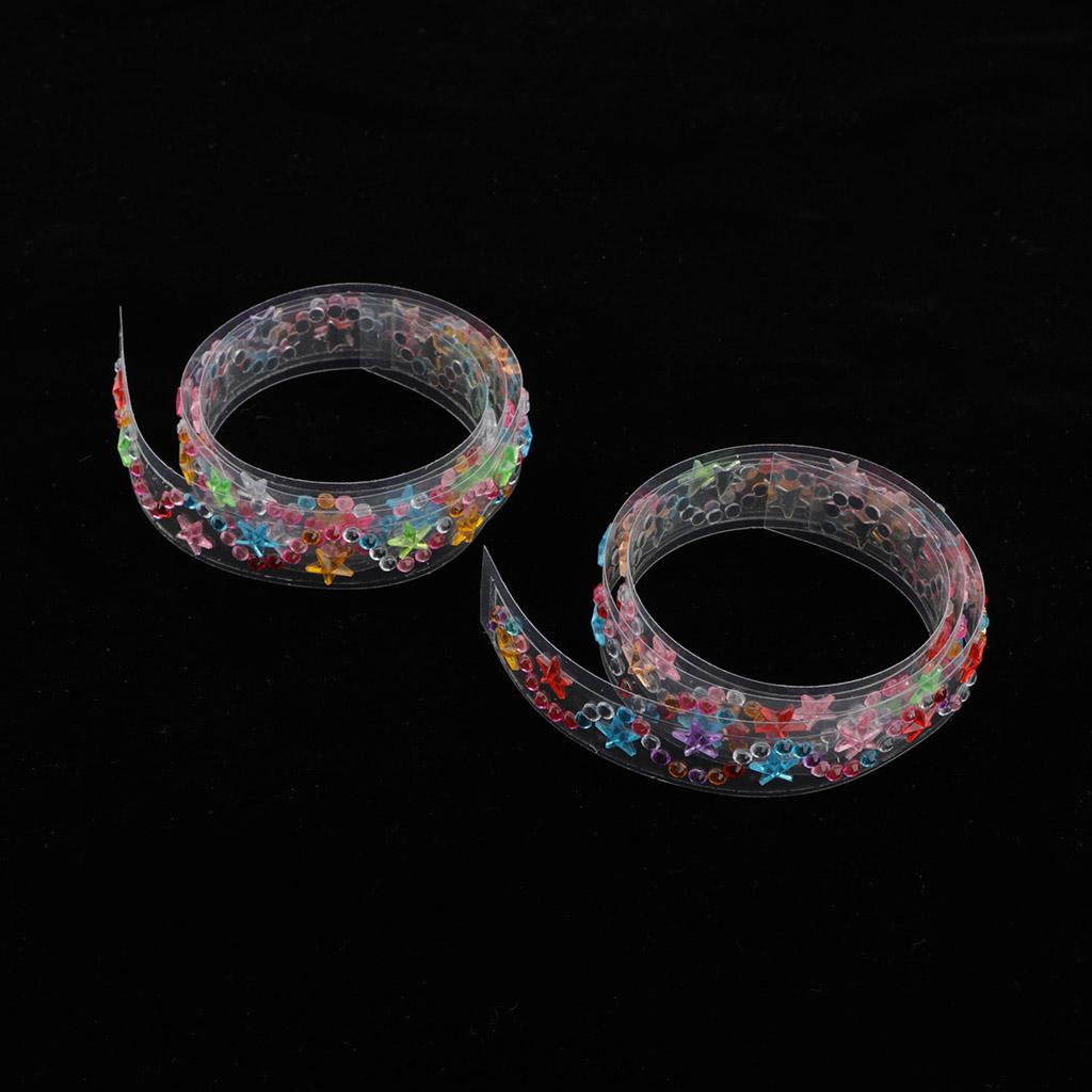 2 Rolls Self-Adhesive Rhinestones Stickers Tape Crystal Stickers Star