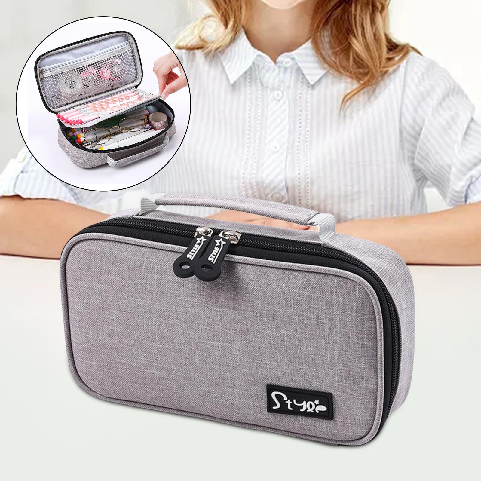 Canvas Pencil Case Pen Bag Stationery Box for Students School  Grey