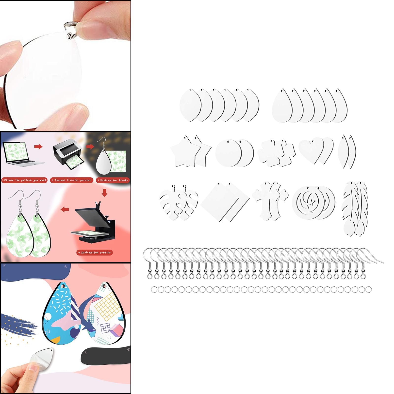 32Pcs Sublimation Blank Earrings Teardrop for Women ear hook + jump ring