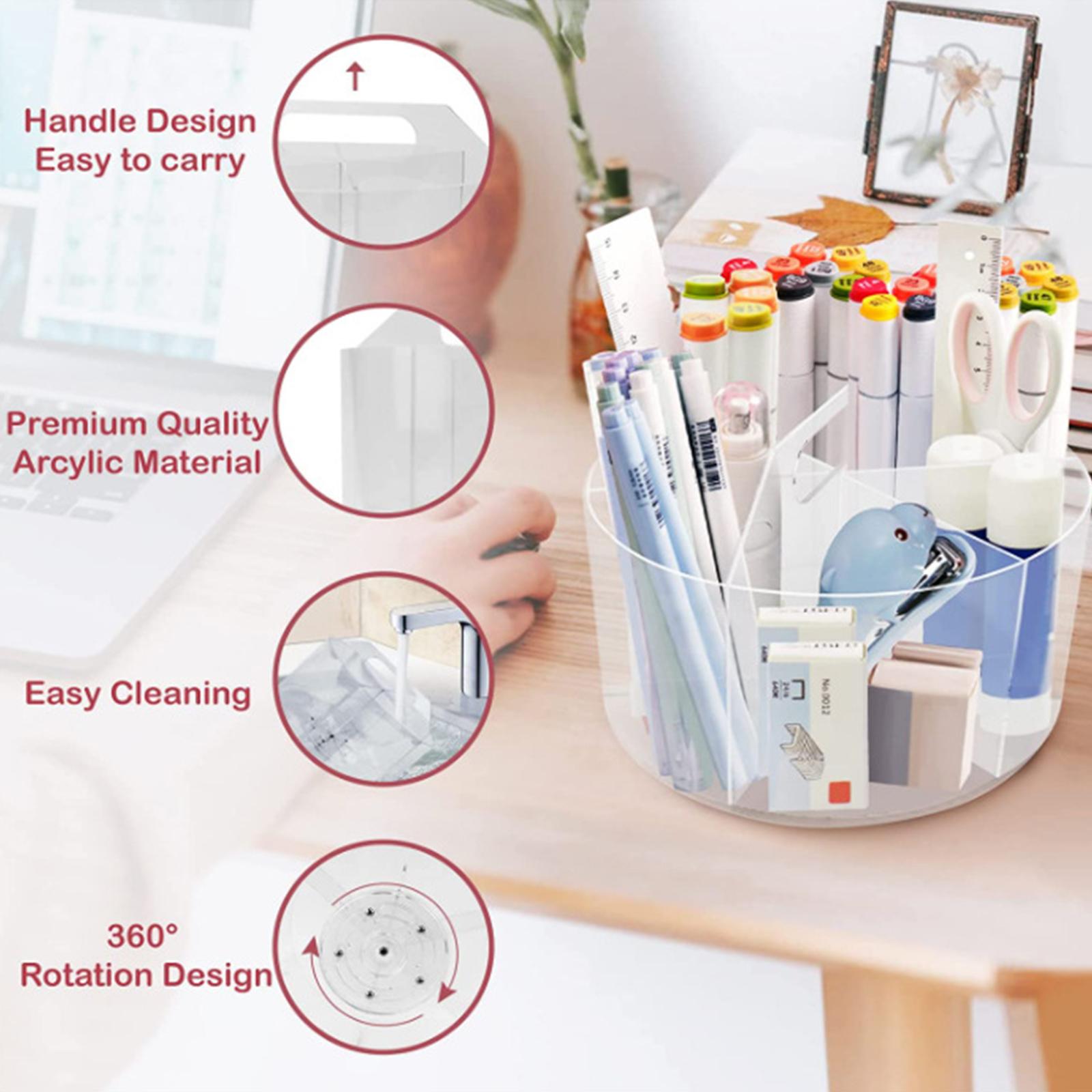 Acrylic Pen Holder Desk Organizer Clear Desktop Stationery Storage Organizer