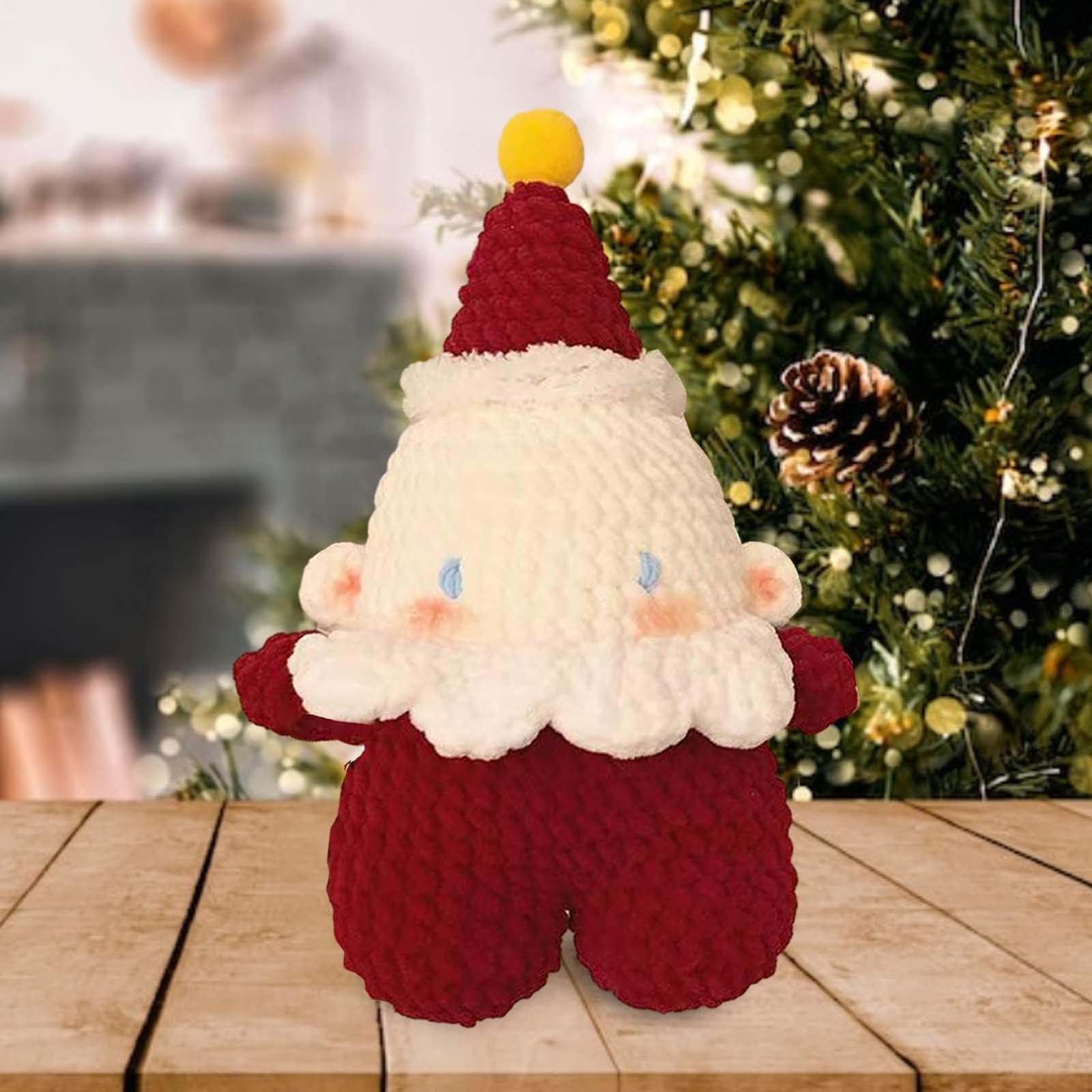 Christmas Crochet Set Handmade Beginners Knitted Handicraft Crocheting Craft Red Santa