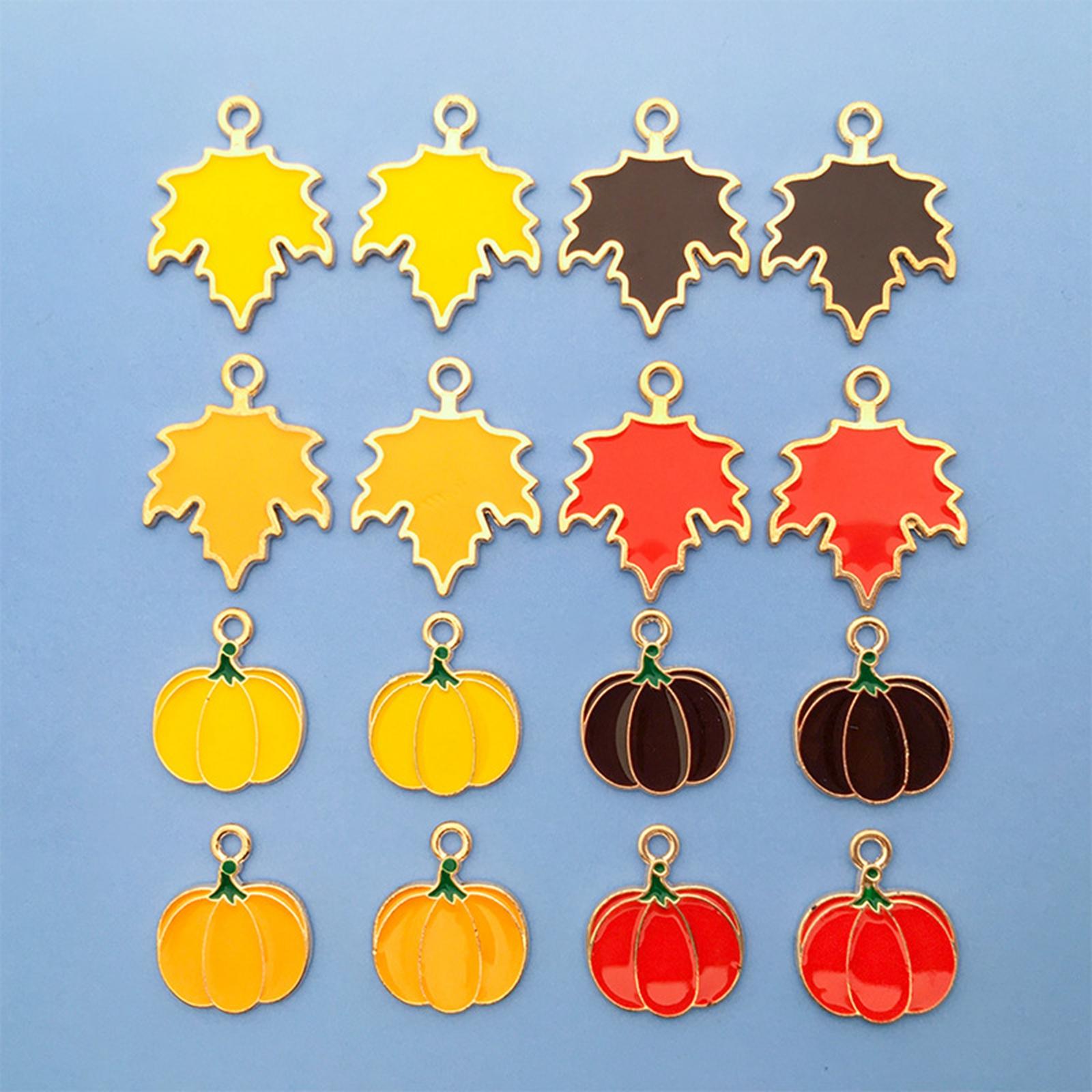 32Pcs Maple Leaf Charms Thanksgiving Pumpkin Pendants for Necklace Bracelets