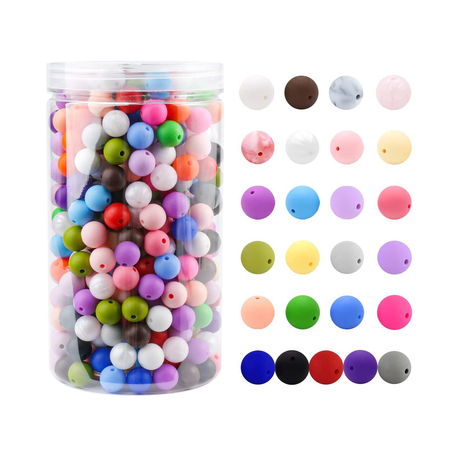 500Pcs Silicone Beads Gift Jewelry Making Beads for Bangle Keychain Necklace