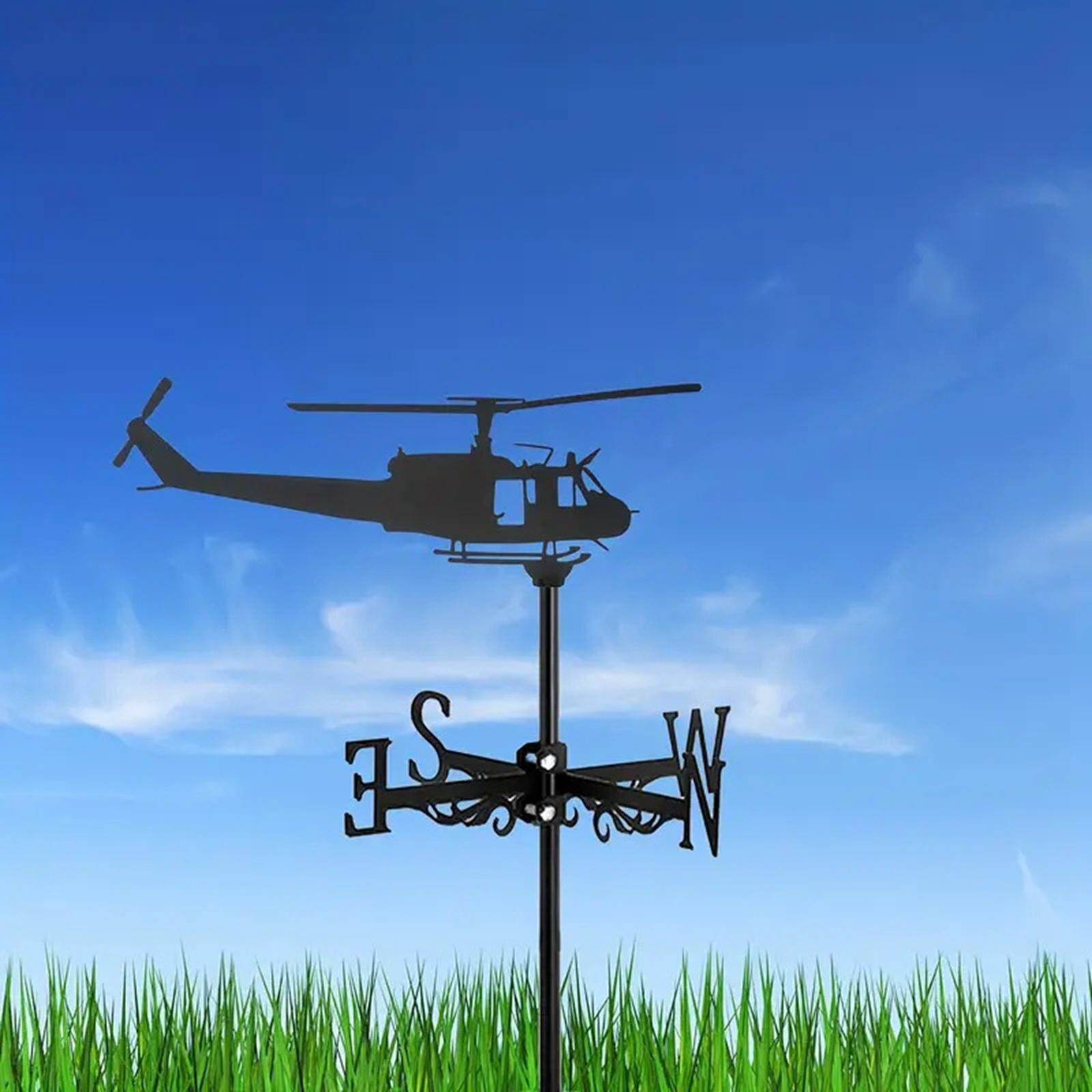 Helicopter Figurine Wind Vane Ornament Weathervane for Yard Farmhouse Sturdy