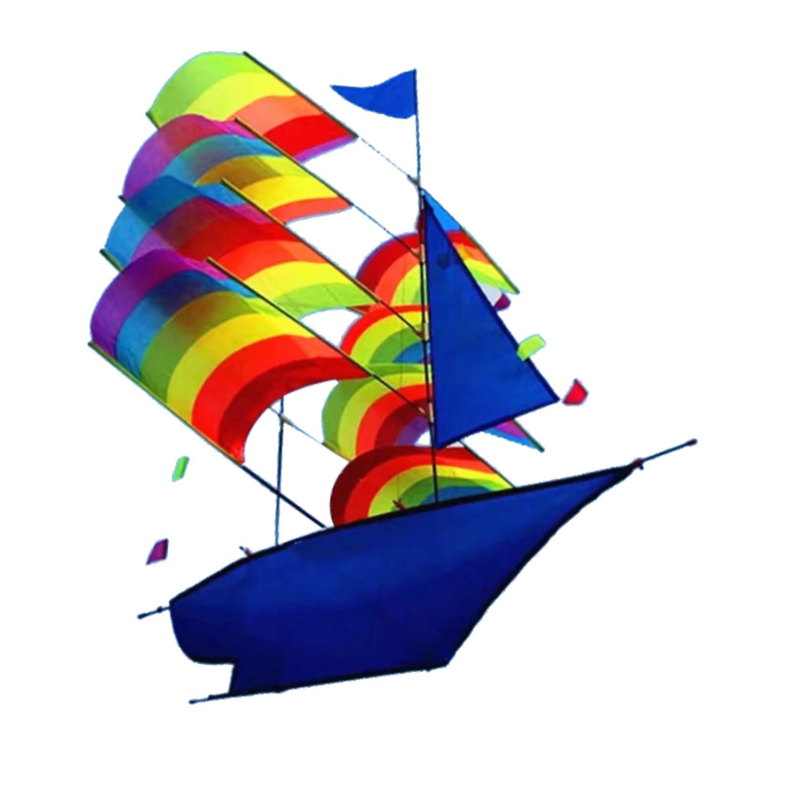 3D Rainbow Sailing Kite Gifts Large Sailboat Kite for Travel Garden Backyard