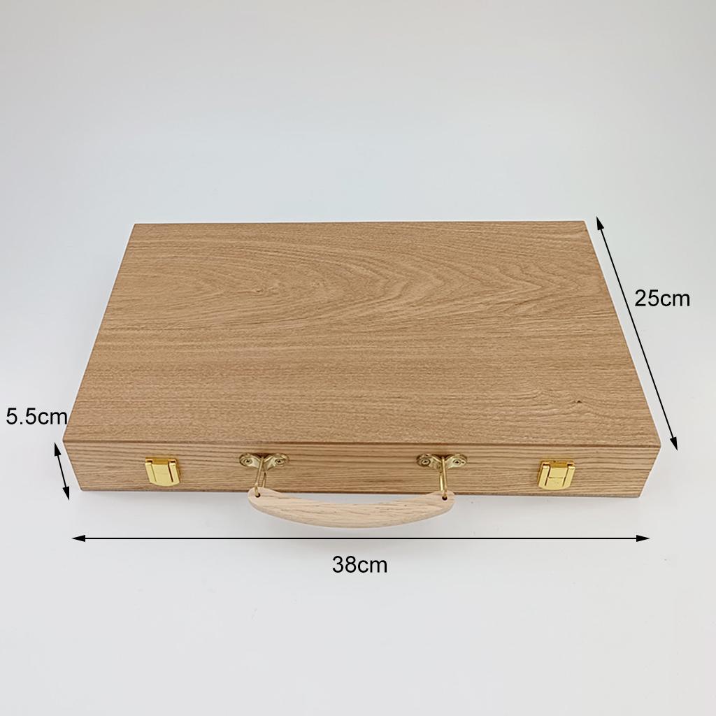 Folding Portable Wooden Backgammon Travel Board Game Set with Game Pieces