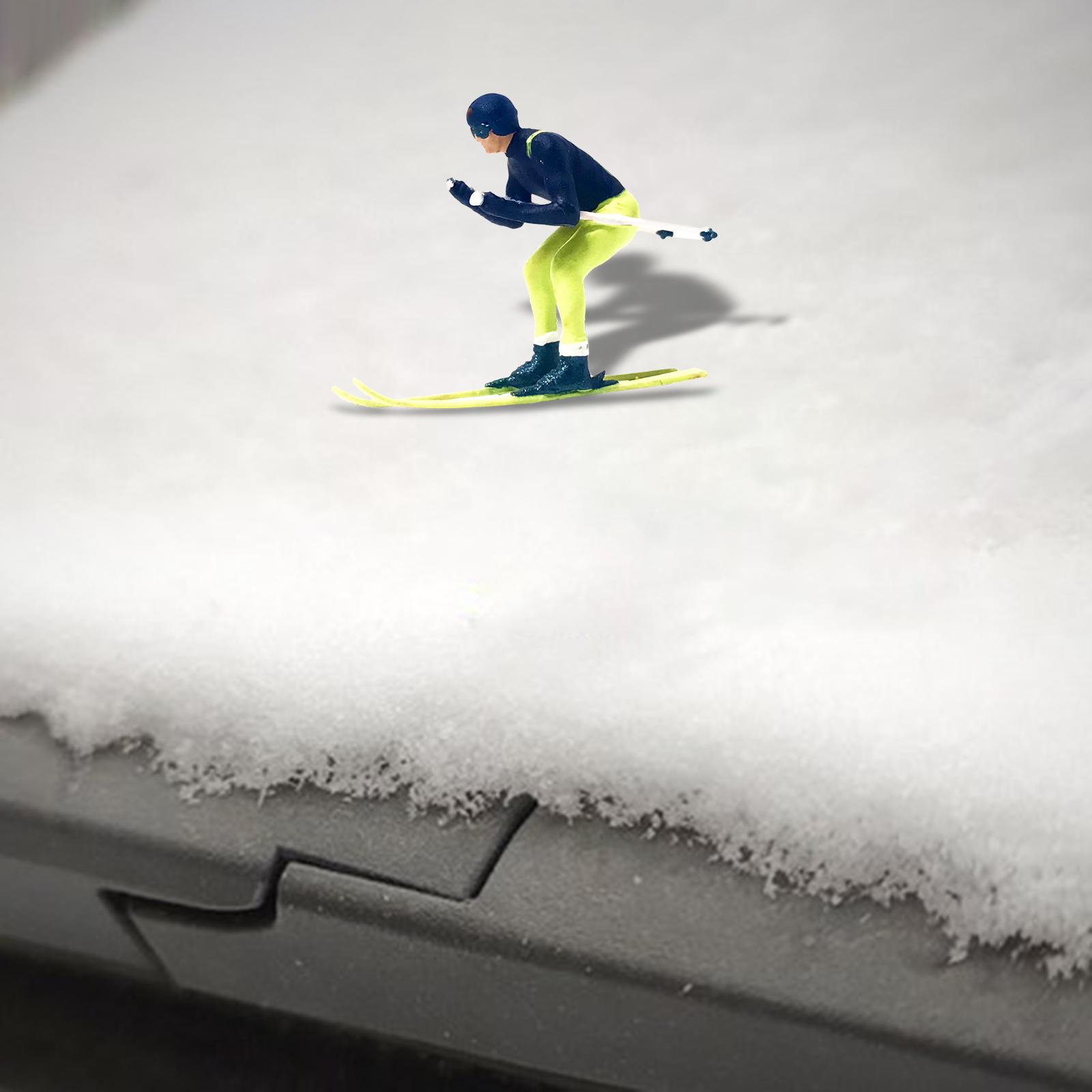 Resin 1/87 Skiing Figures Scenery Figure  Scenes Accessories  Dark Blue