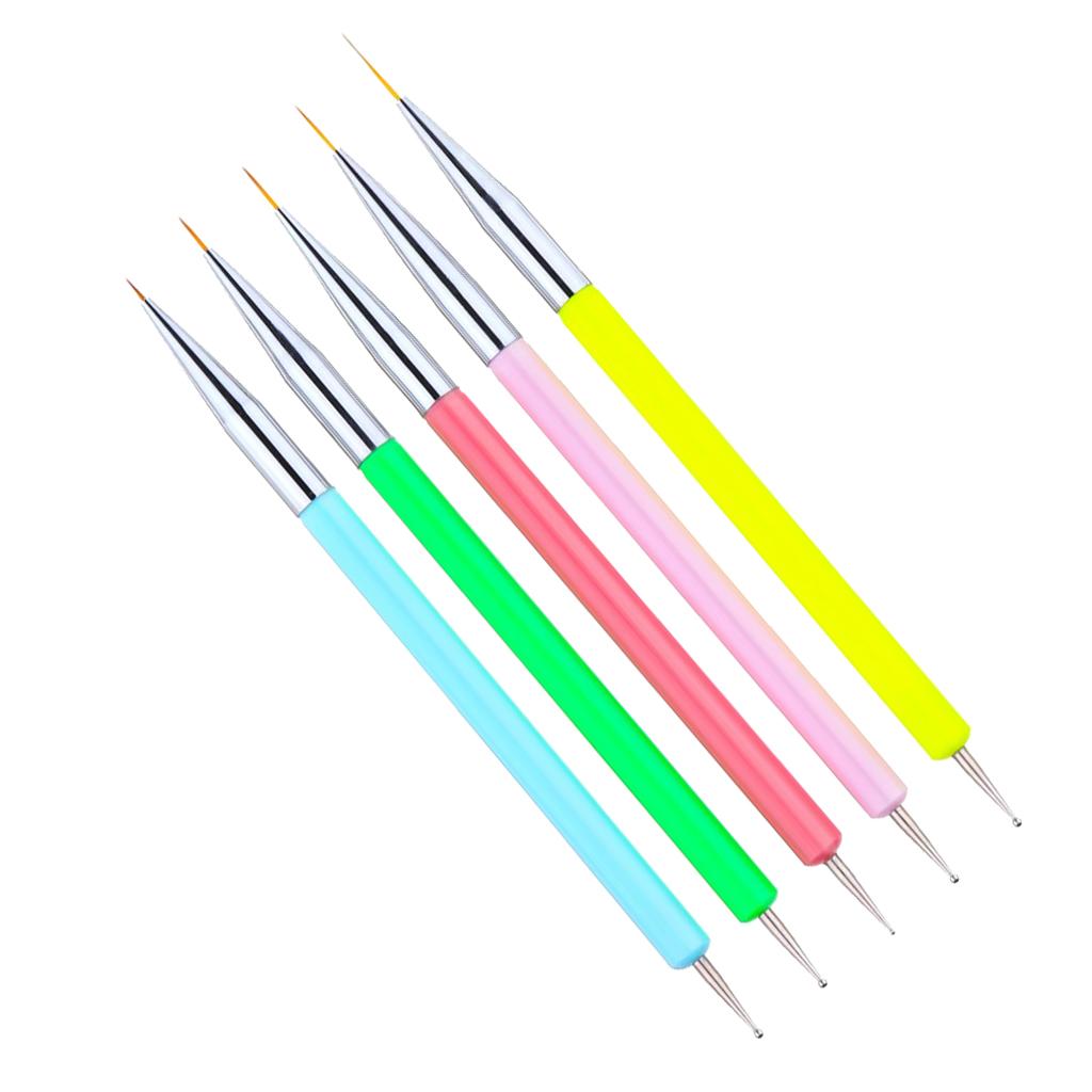 5pcs Double Head Nail Art Design Painting Detailing Brushes Dotting Pens Kit